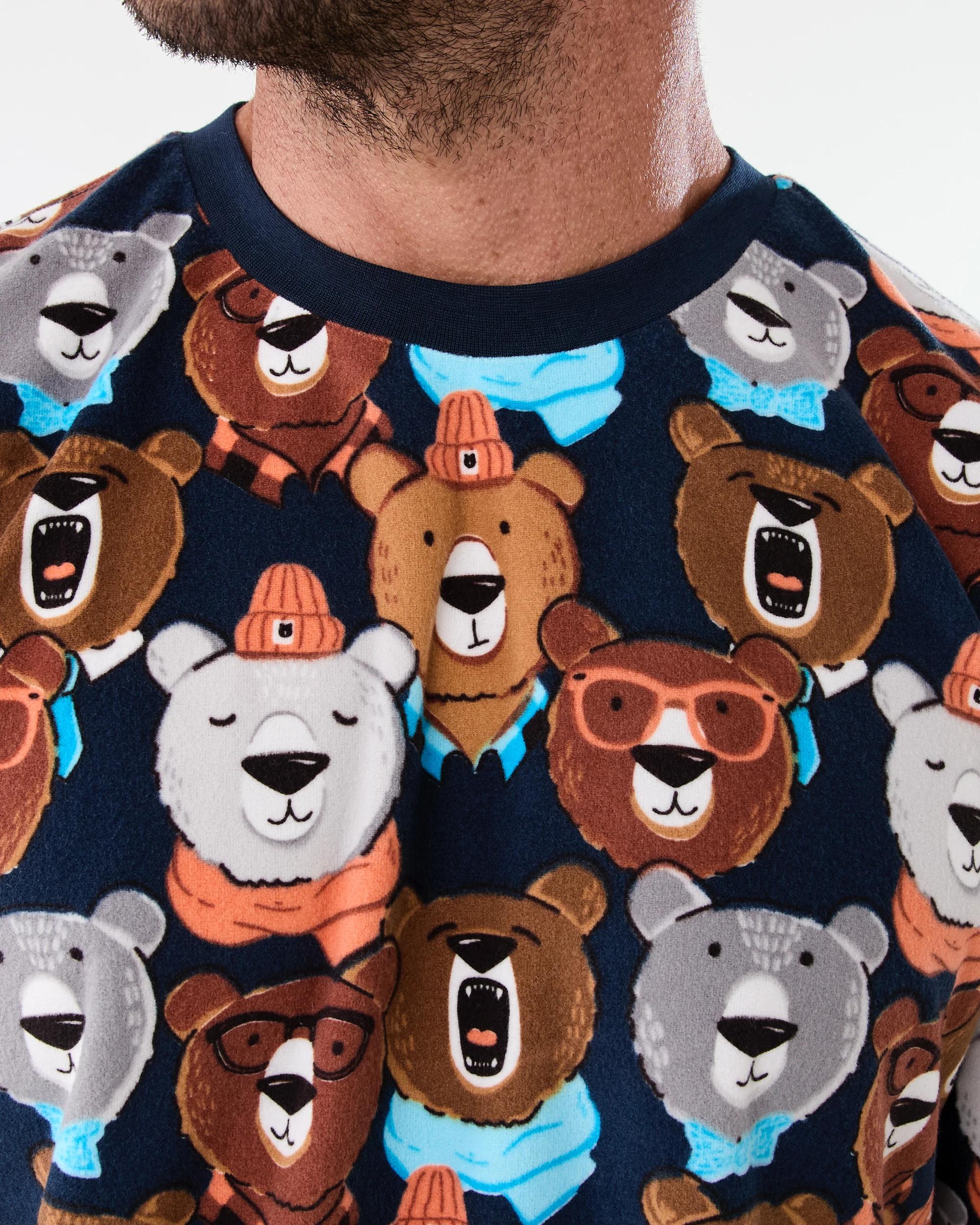 5 Long Sleeve Matching Jogger Pyjama Set Nvy Bears, 5 of 7