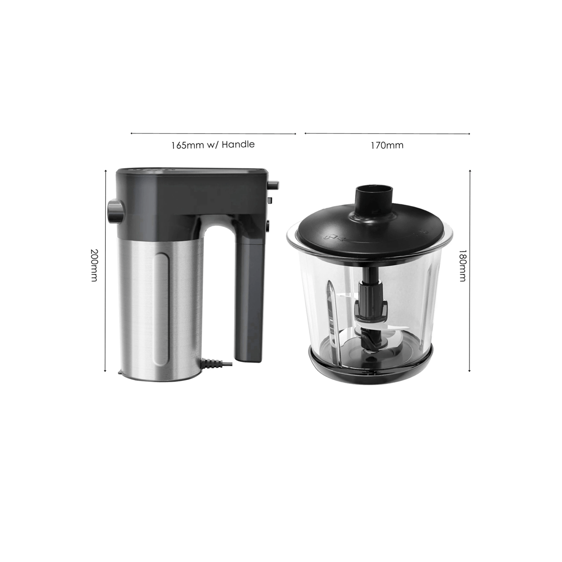 6 TODO 1L Multi Chopper Processor Hand Mixer Beater 300W Glass Bowl Dual Blade, 6 of 6