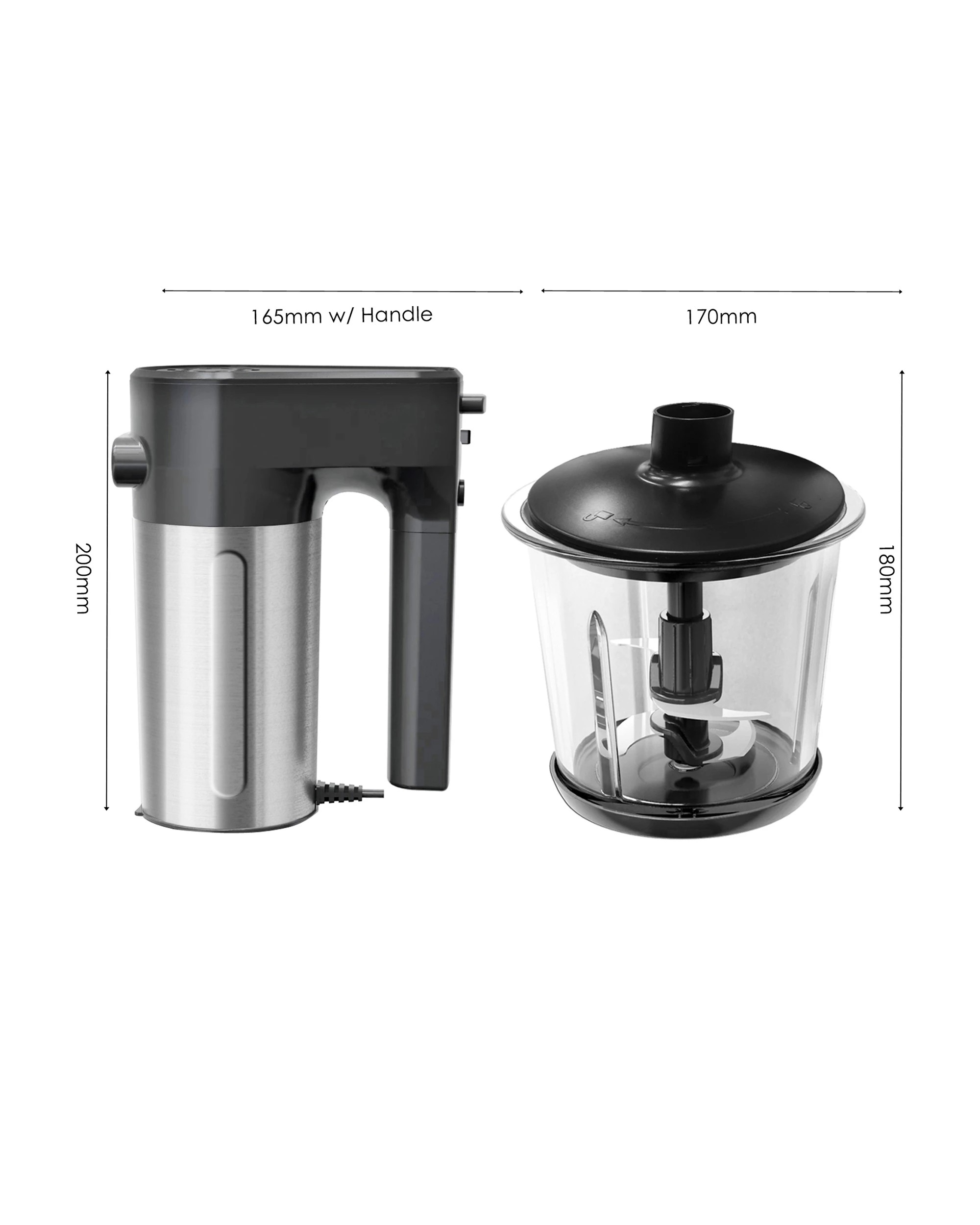 6 TODO 1L Multi Chopper Processor Hand Mixer Beater 300W Glass Bowl Dual Blade, 6 of 6