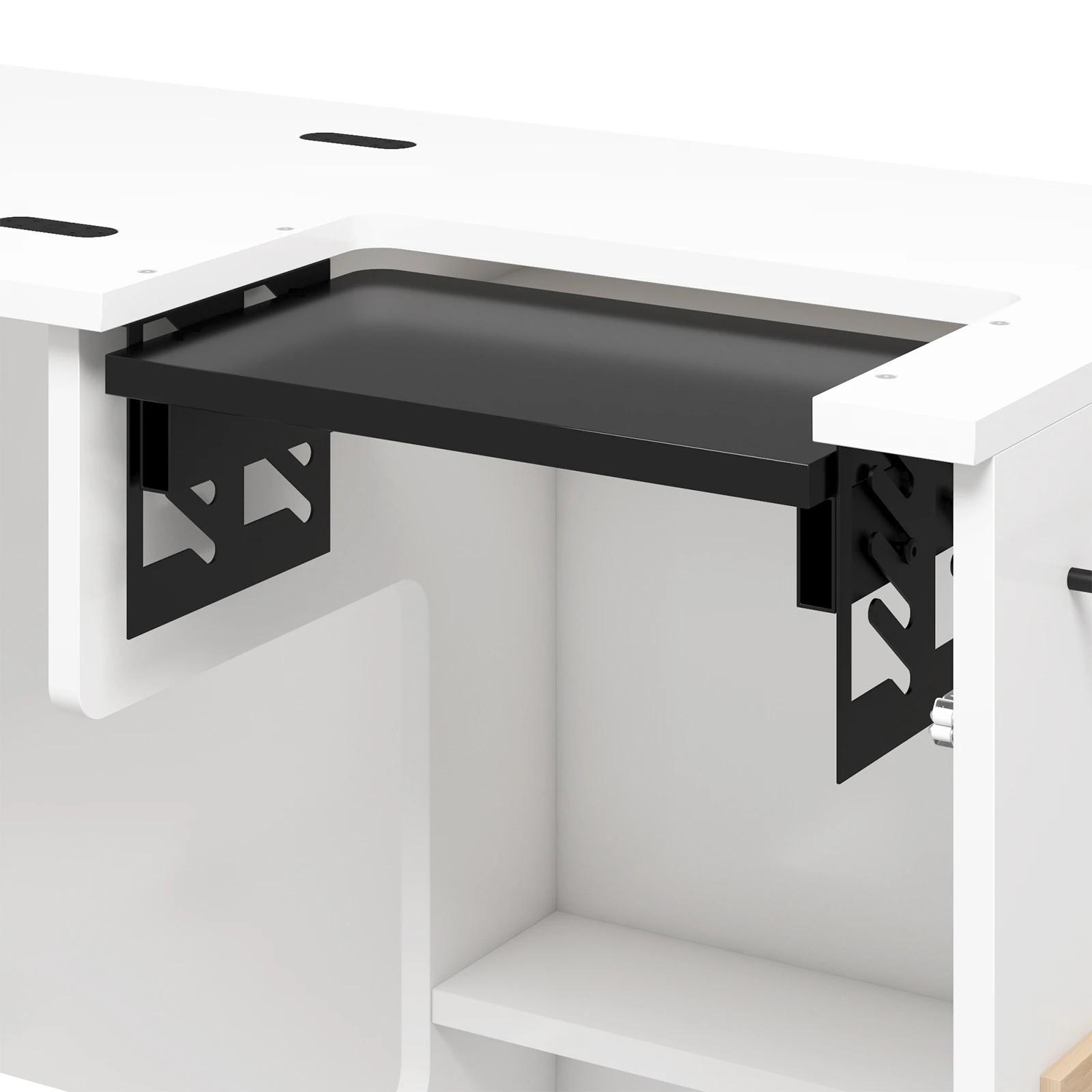 4 Advwin Folding Sewing Table with Adjustable Platform Lockable Wheels Thread Rack Storage Bin Shelf - White, 4 of 9