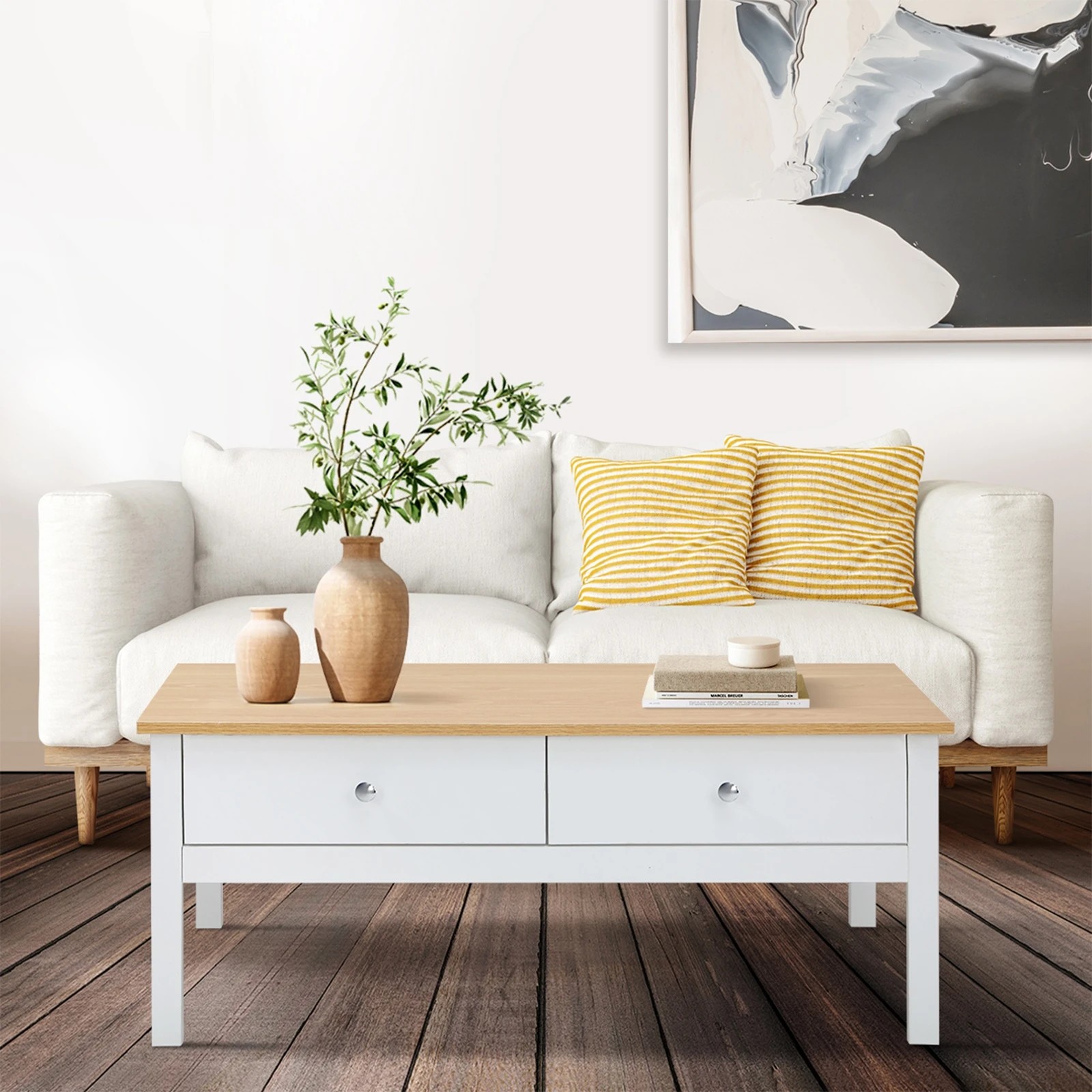 3 Oikiture Coffee Table Storage Drawers Side Tables Sofa Cafe Desk
 - Multi, 3 of 10