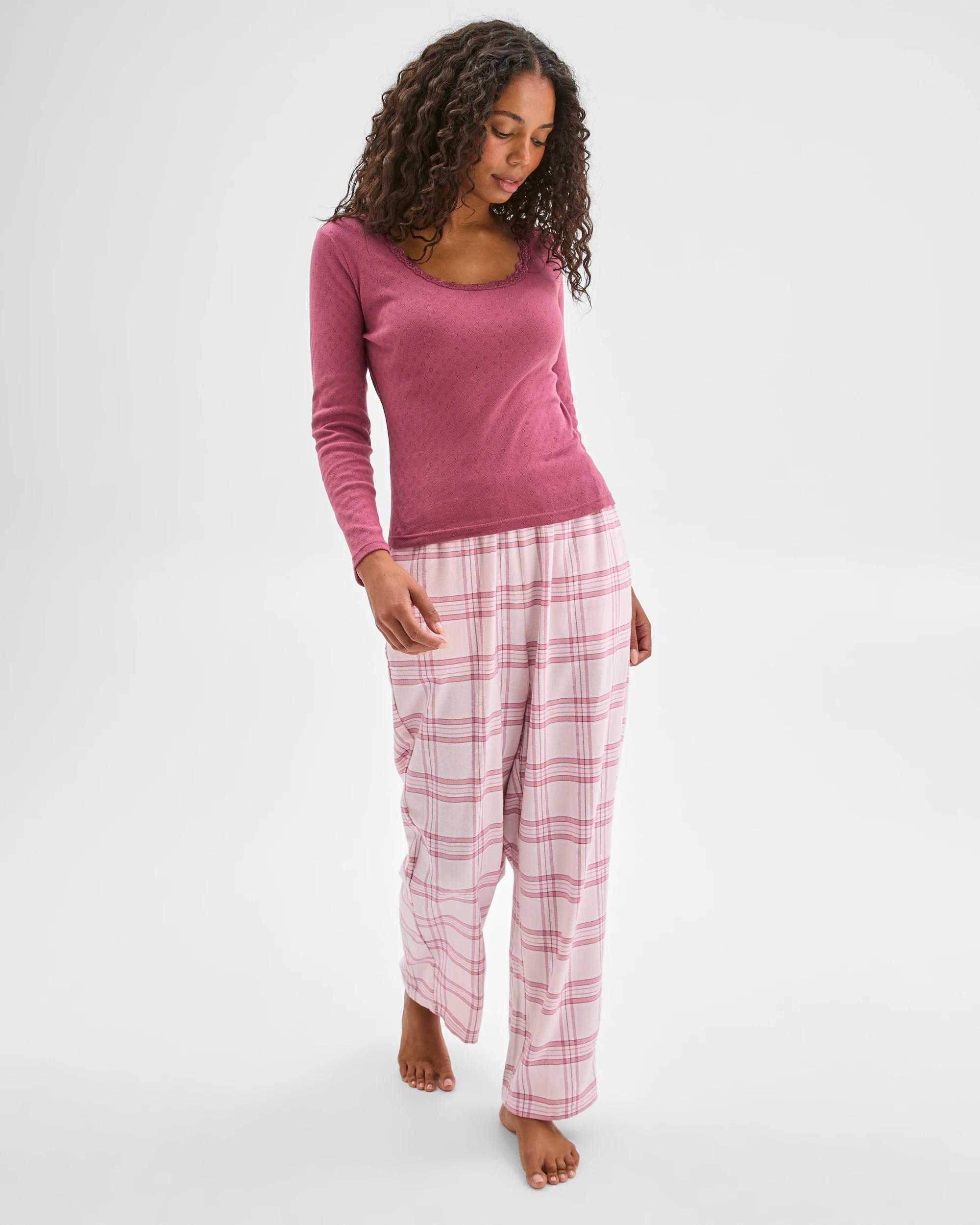 3 Target Woman Australian Cotton Pointelle and Flannel Pyjama Set HAWTHORN, 3 of 6
