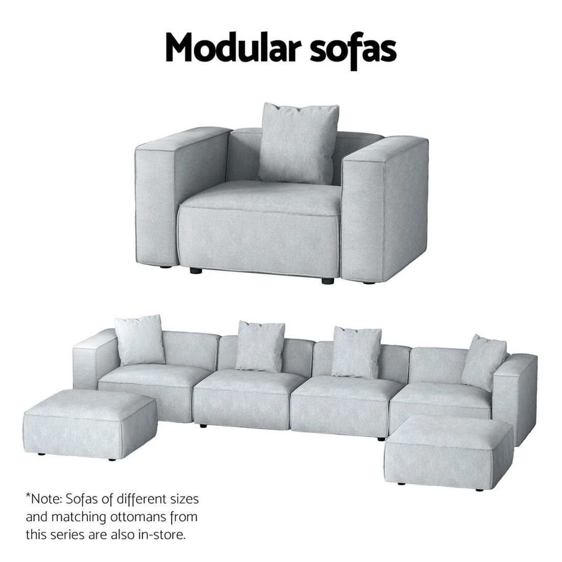 5 Artiss Modular Sofa Chaise Set 4 - Grey, 5 of 5