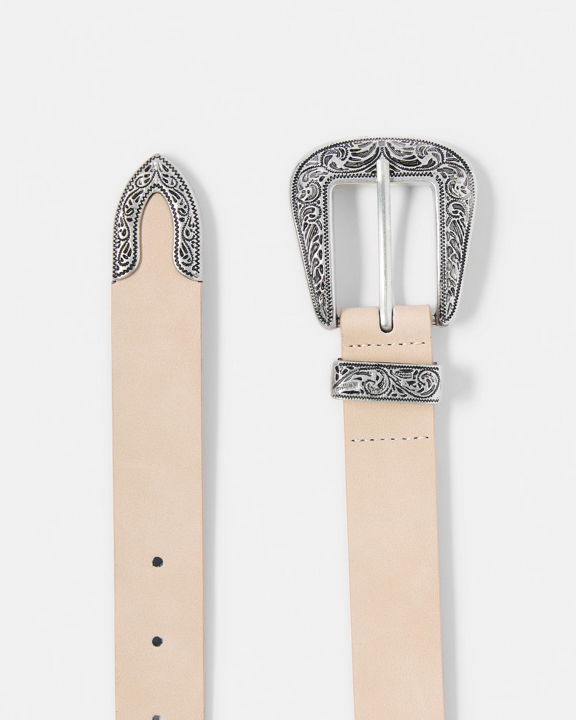 2 Western Buckle Belt Beige, 2 of 4