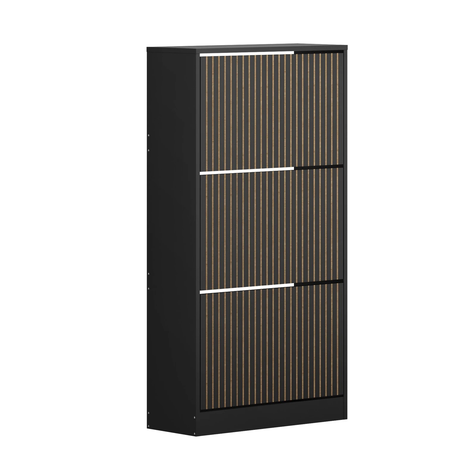 7 Oikiture Shoe Rack Storage Cabinet Organiser Drawers 3 Doors
 - Black, 7 of 9