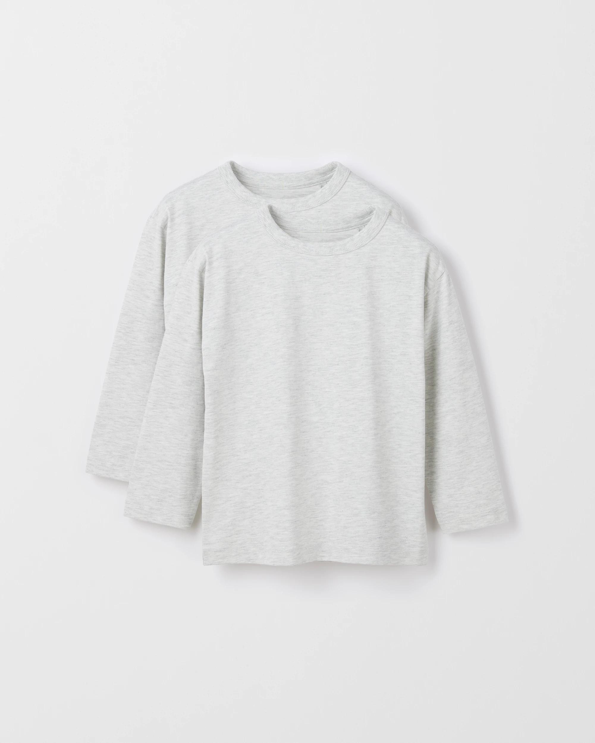 1 Target Kids Organic Cotton 2 Pack Plain Long Sleeve T-Shirt GREY MARLE, 1 of 3