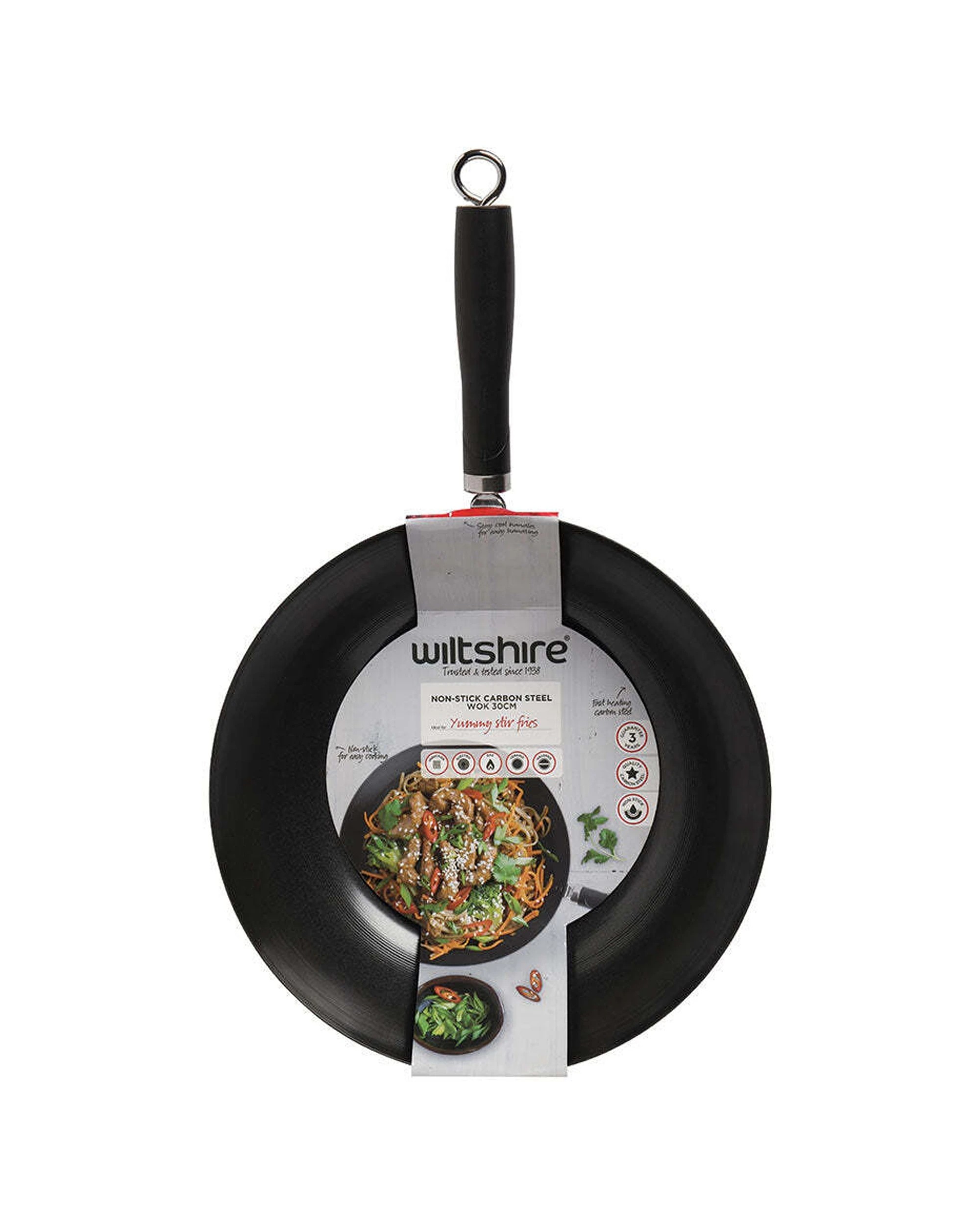 3 Wiltshire Soho Non Stick Carbon Steel Wok Kitchen Stovetop Pan Black 30cm
 - Black, 3 of 3