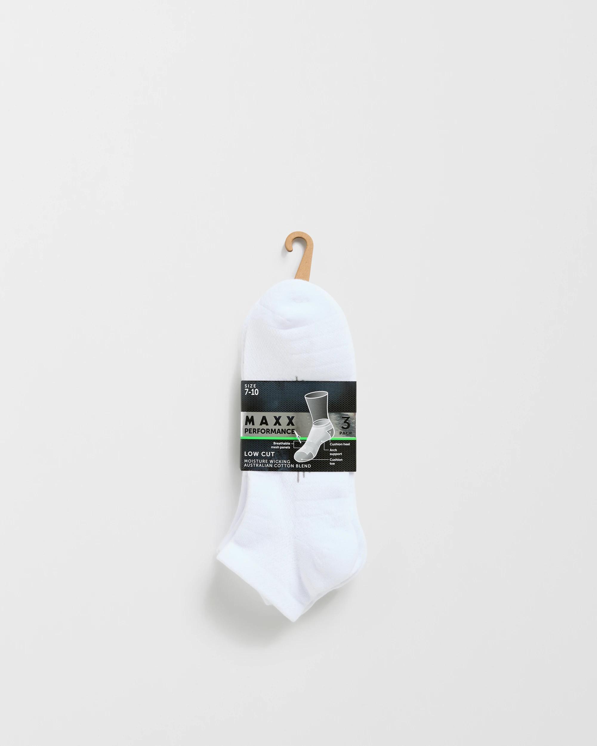 3 Maxx Australian Cotton Blend 3 Pack Performance Low Cut Socks WHITE, 3 of 3