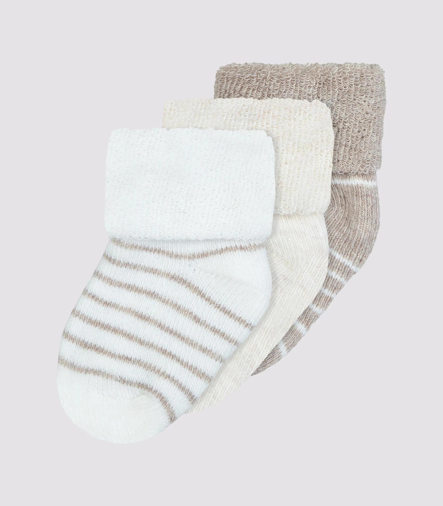 1 Baby Cotton Blend Terry Turn Top Socks 3 Pack - Underworks NEUTRAL, 1 of 2