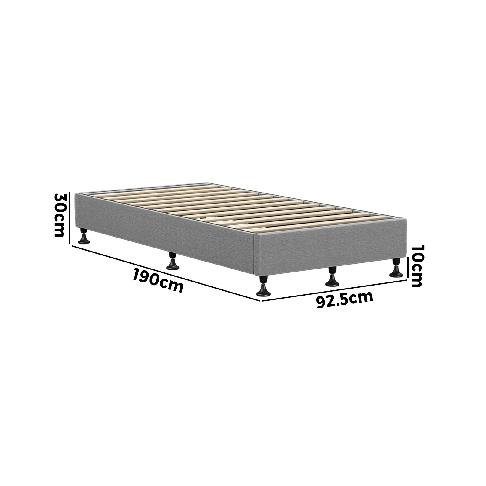 2 Oikiture Bed Frame Single Size Bed Base Platform - Grey, 2 of 9