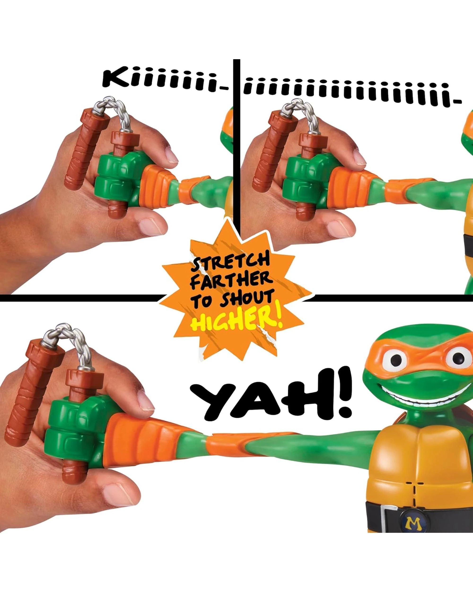 4 Tales of the Teenage Mutant Ninja Turtles Mutations Stretch 'N Shout Michelangelo, 4 of 6