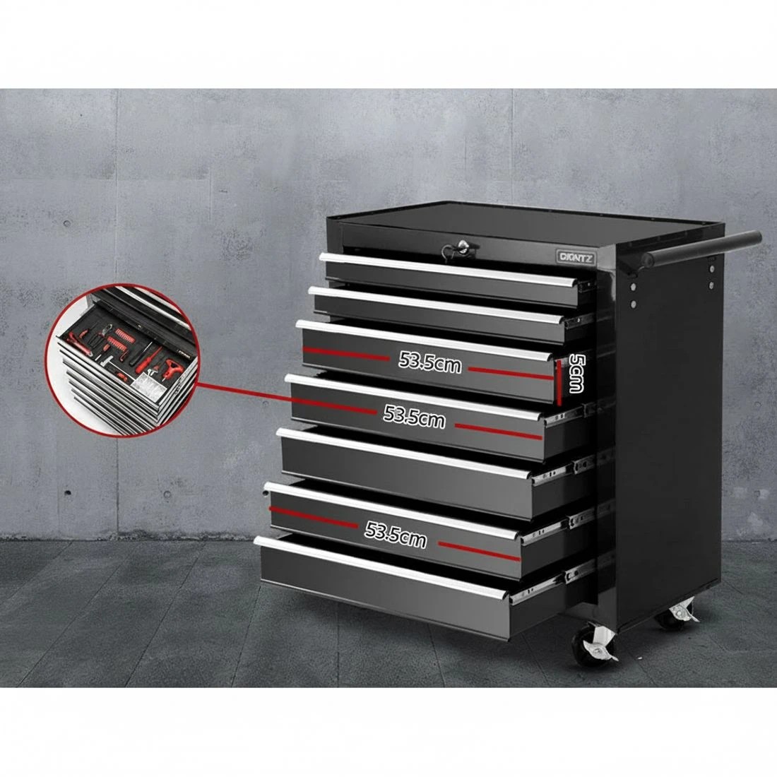 5 Giantz 17 Drawer Tool Box Cabinet Chest Trolley Toolbox Garage Storage Box - Black, 5 of 6