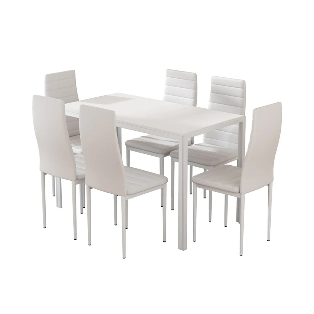 1 Artiss Dining Chairs and Table Dining Set 6 Chair Set Of 7 - White, 1 of 4