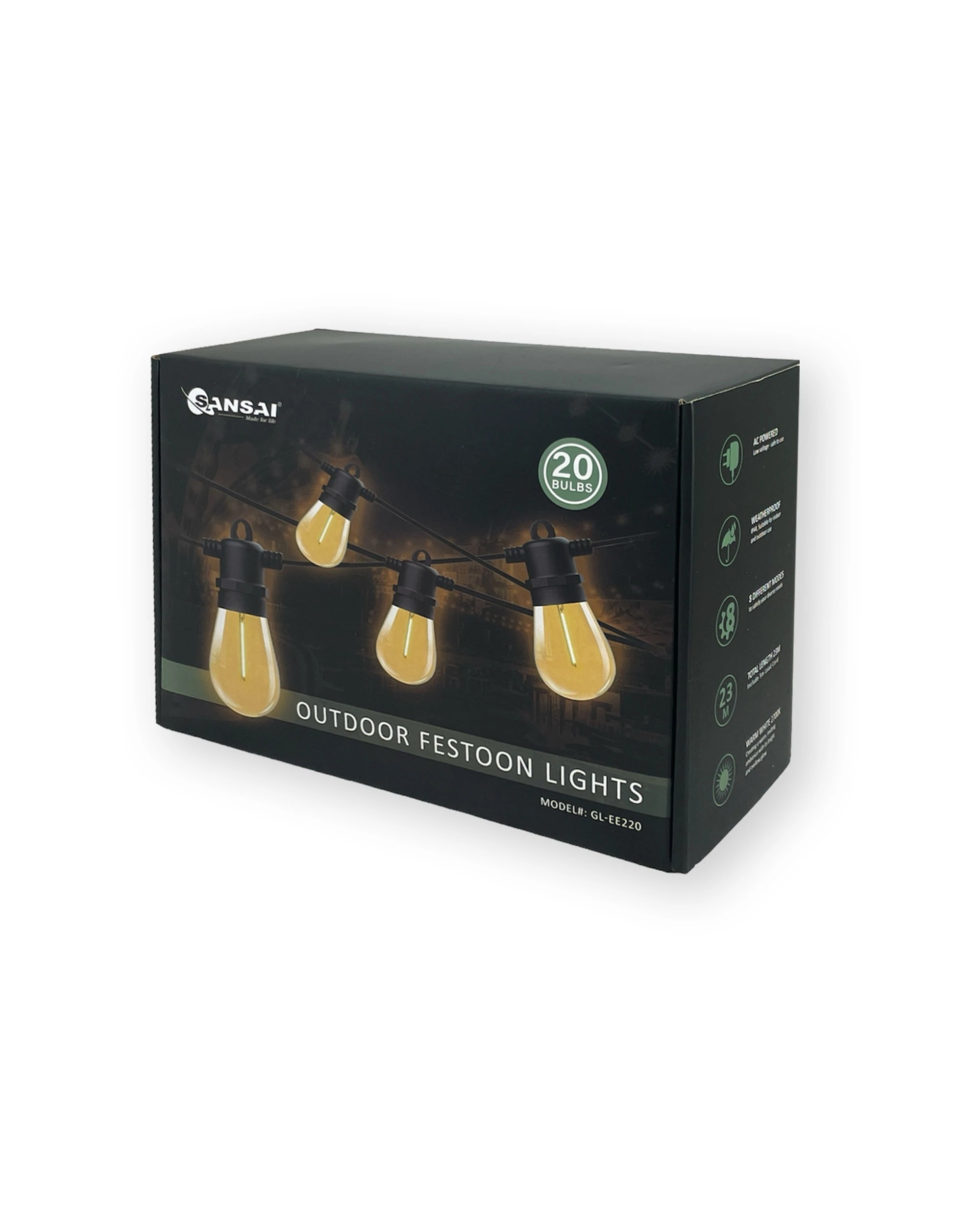 1 Sansai 20 Bulb Led 9w Festoon Warm White Outdoor Décor Festive String Lights 23m
 - White, 1 of 3