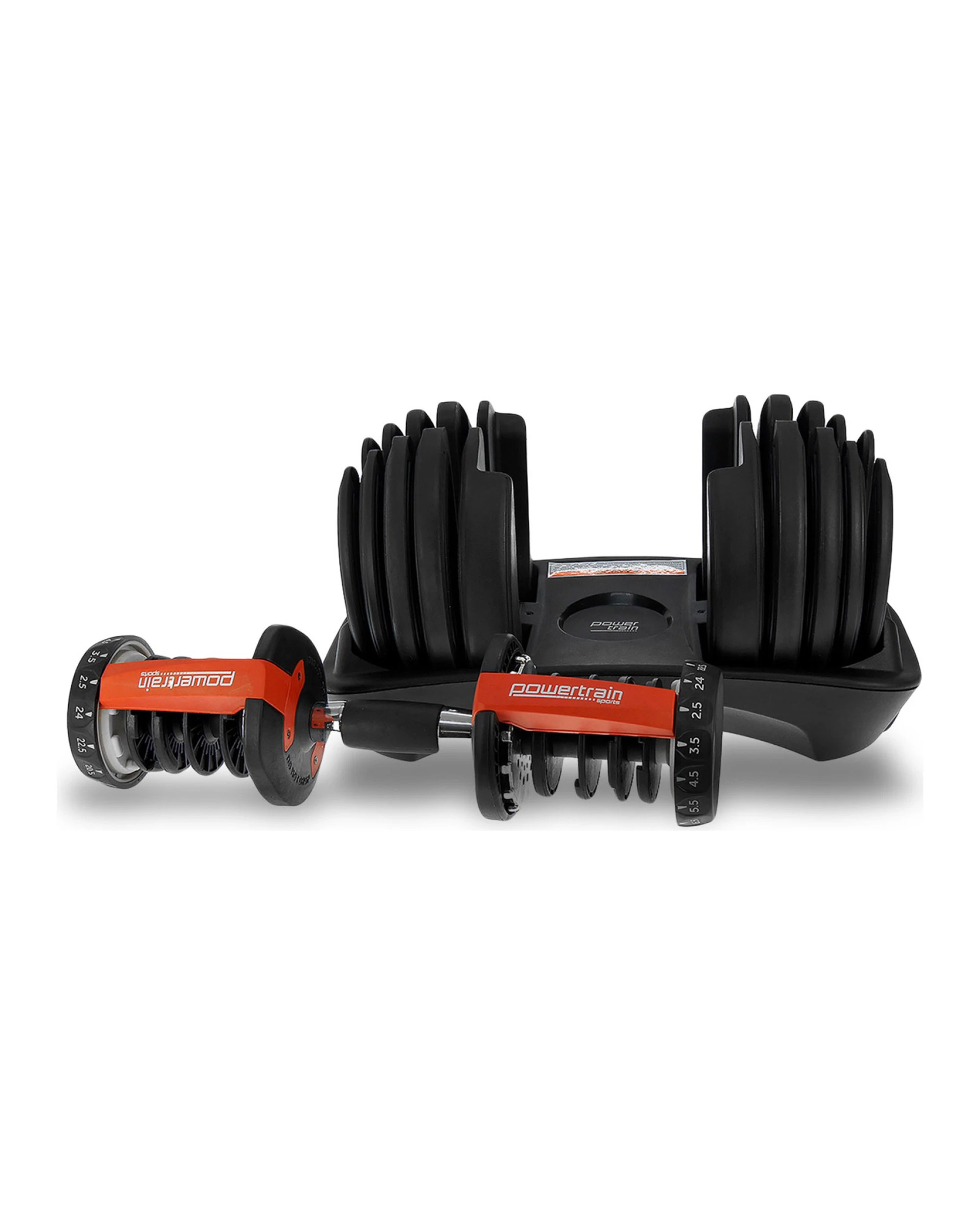 3 Powertrain 48kg Adjustable Dumbbells Weight with Stand and Exercise Bench - Black, 3 of 8