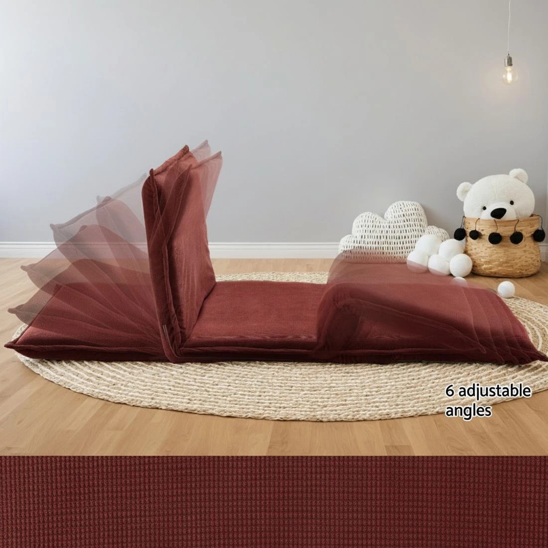 4 Artiss Floor Lounge Sofa Bed Foldable 2 Seater Orange - Orange, 4 of 7