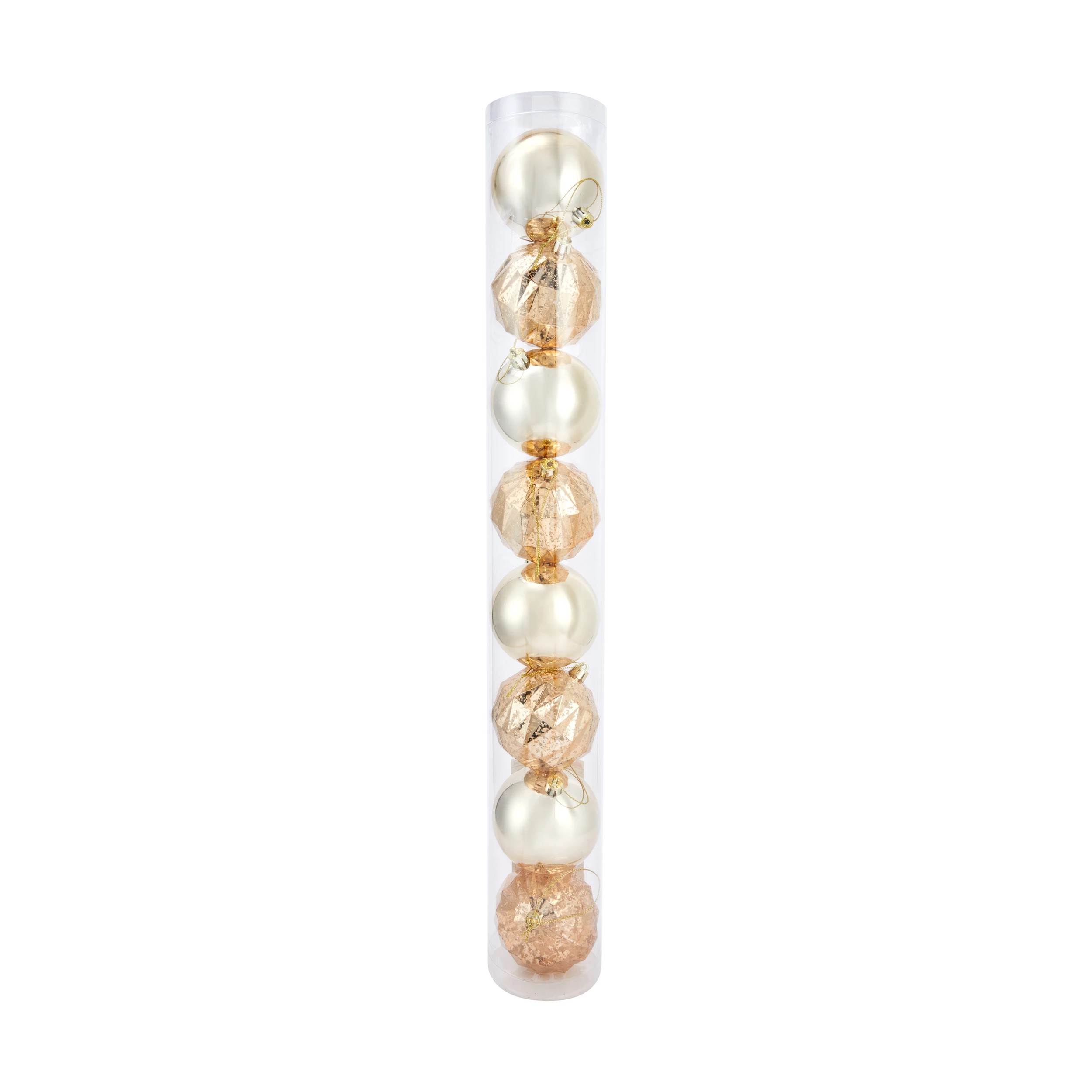 1 8 Pack 8cm Gold Baubles, 1 of 6