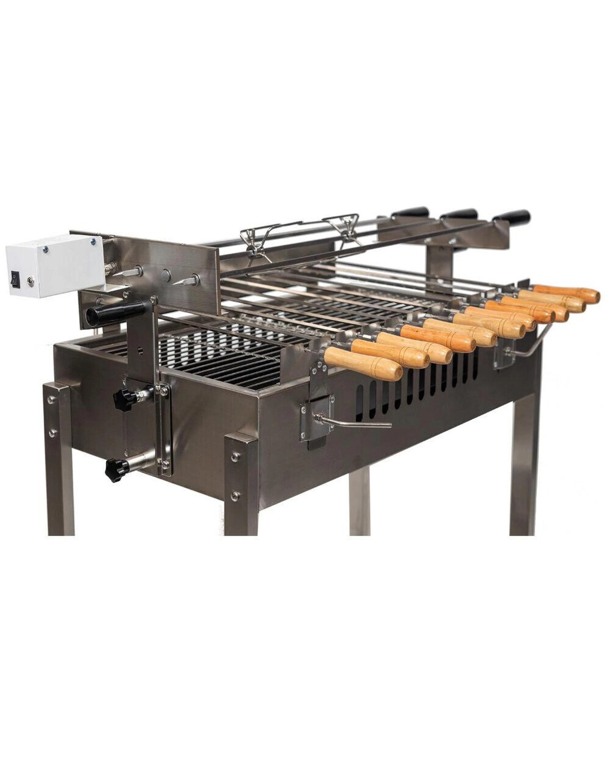 8 Outdoor Central Straight 3 Skewer in - line Cyprus Spit - Stainless Steel, 8 of 10
