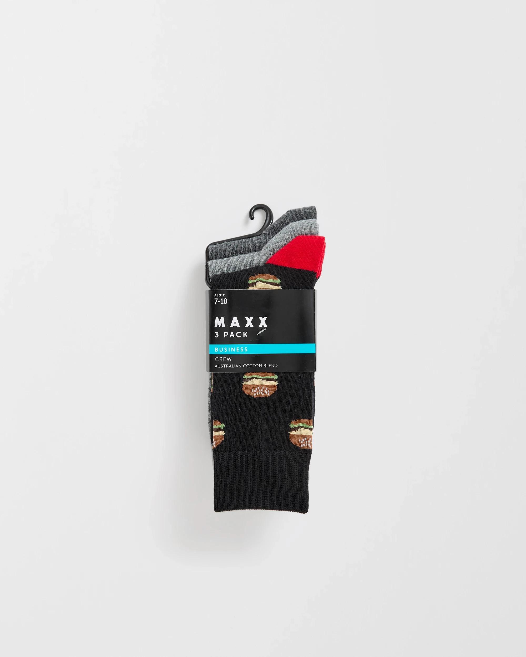 3 Maxx Australian Cotton Blend 3 Pack Business Socks FAST FOOD, 3 of 3