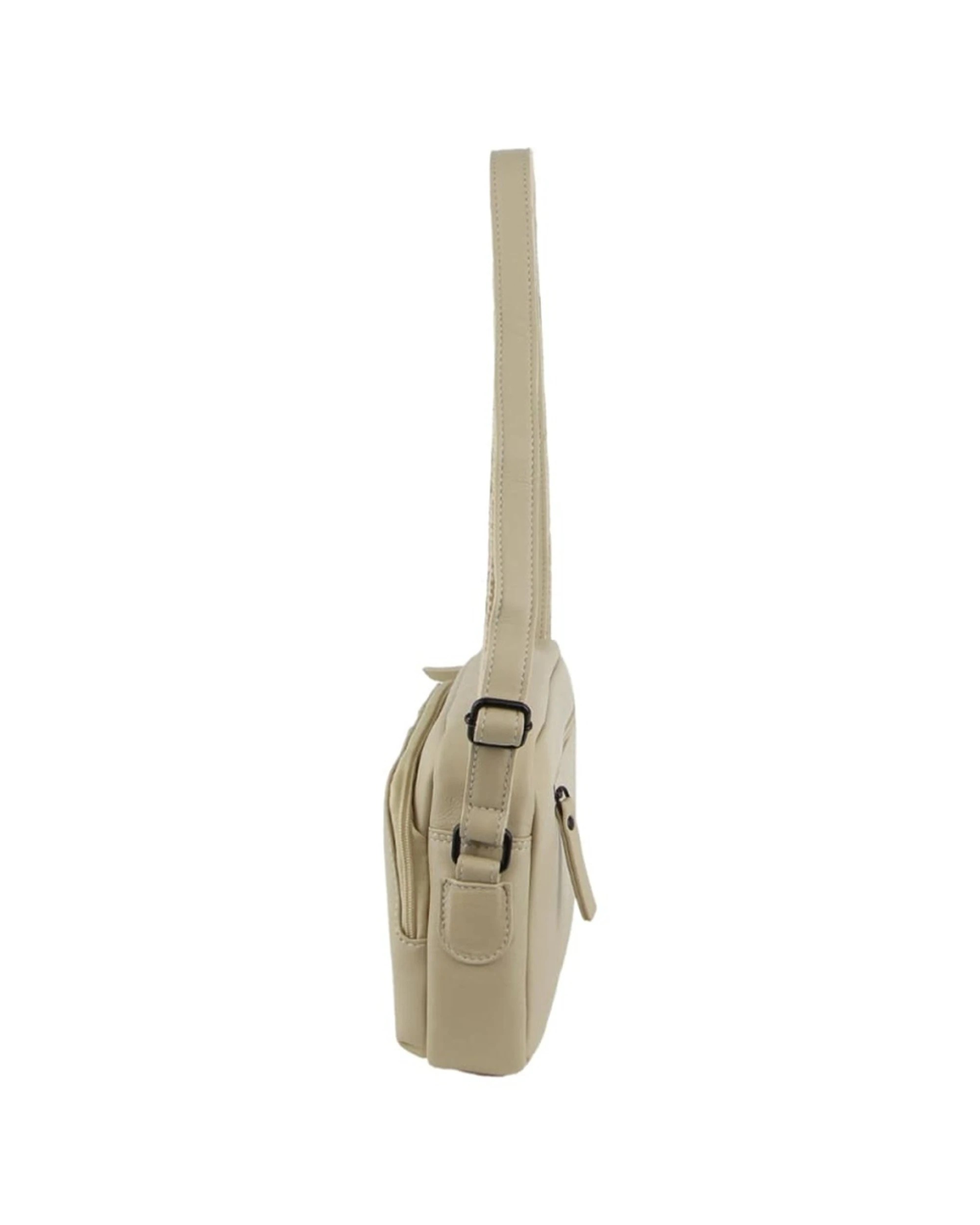 2 Milleni Women's Zip Leather Shoulder Crossbody Bag 26x20cm Cement - Beige, 2 of 3