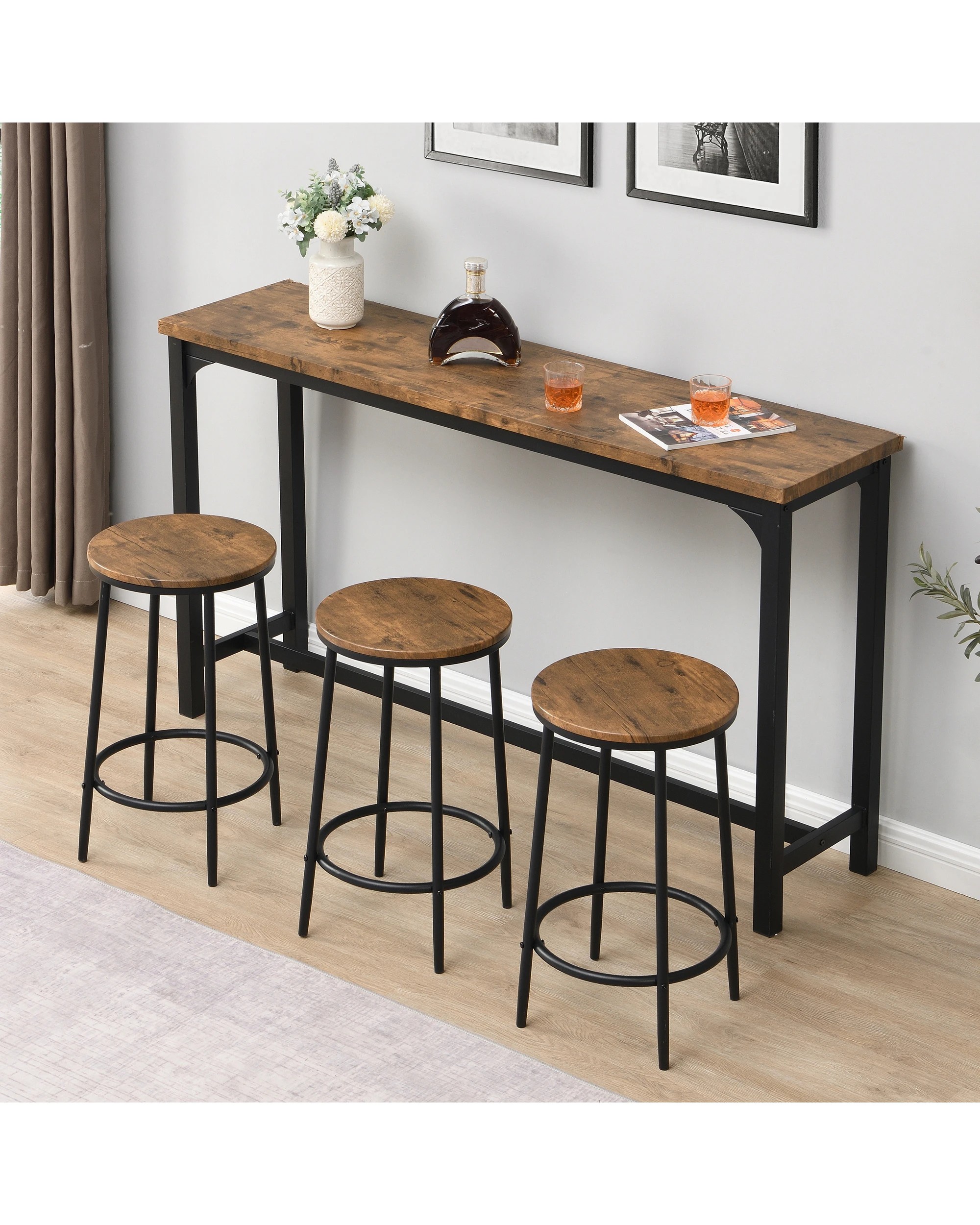 4 IHOMDE 4-Piece Console Table with 3 Stools, 4 of 10