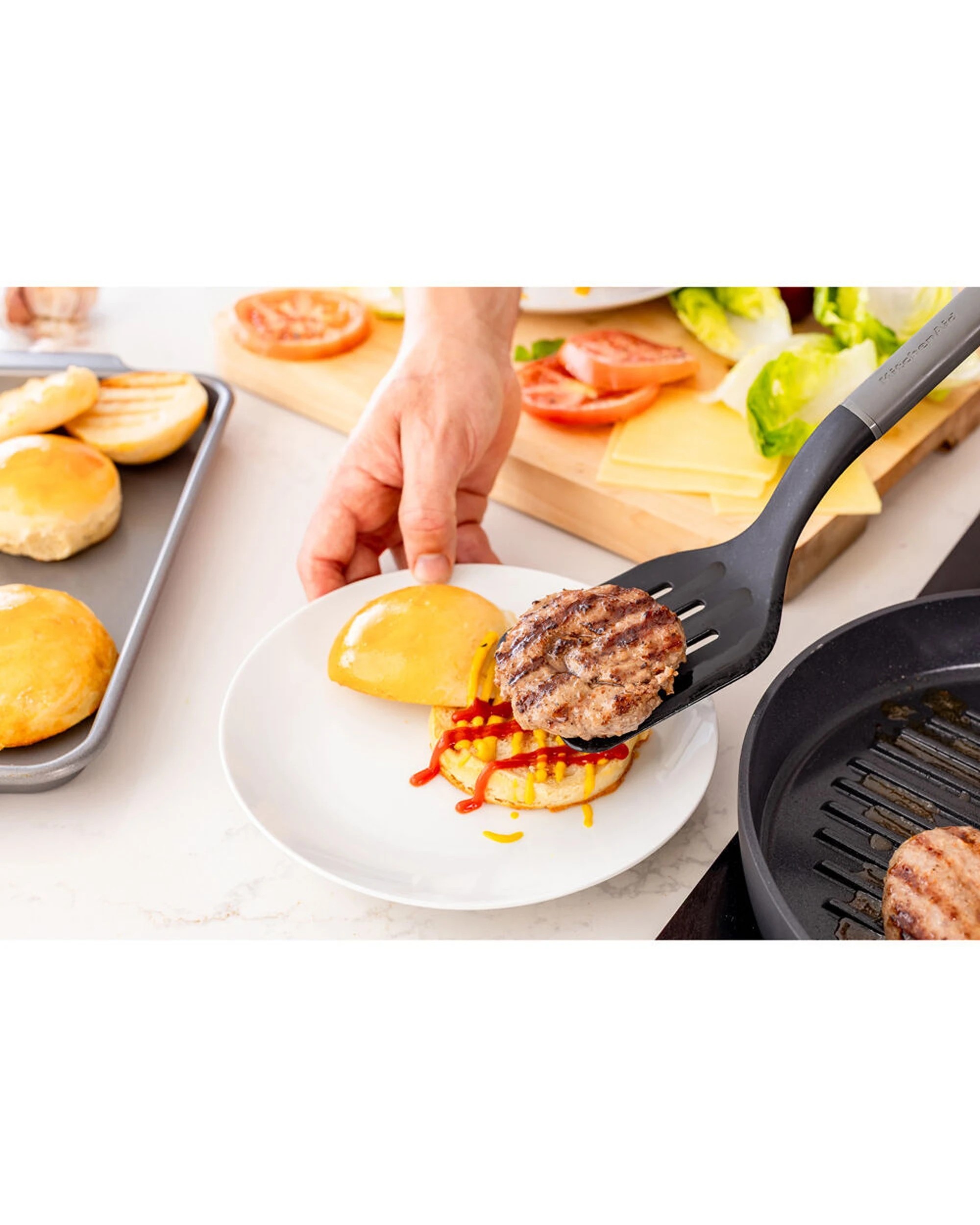 4 KitchenAid Classic Slotted Nylon Turner 2PK Heat Resistant Ergonomic Handle - Charcoal, 4 of 6