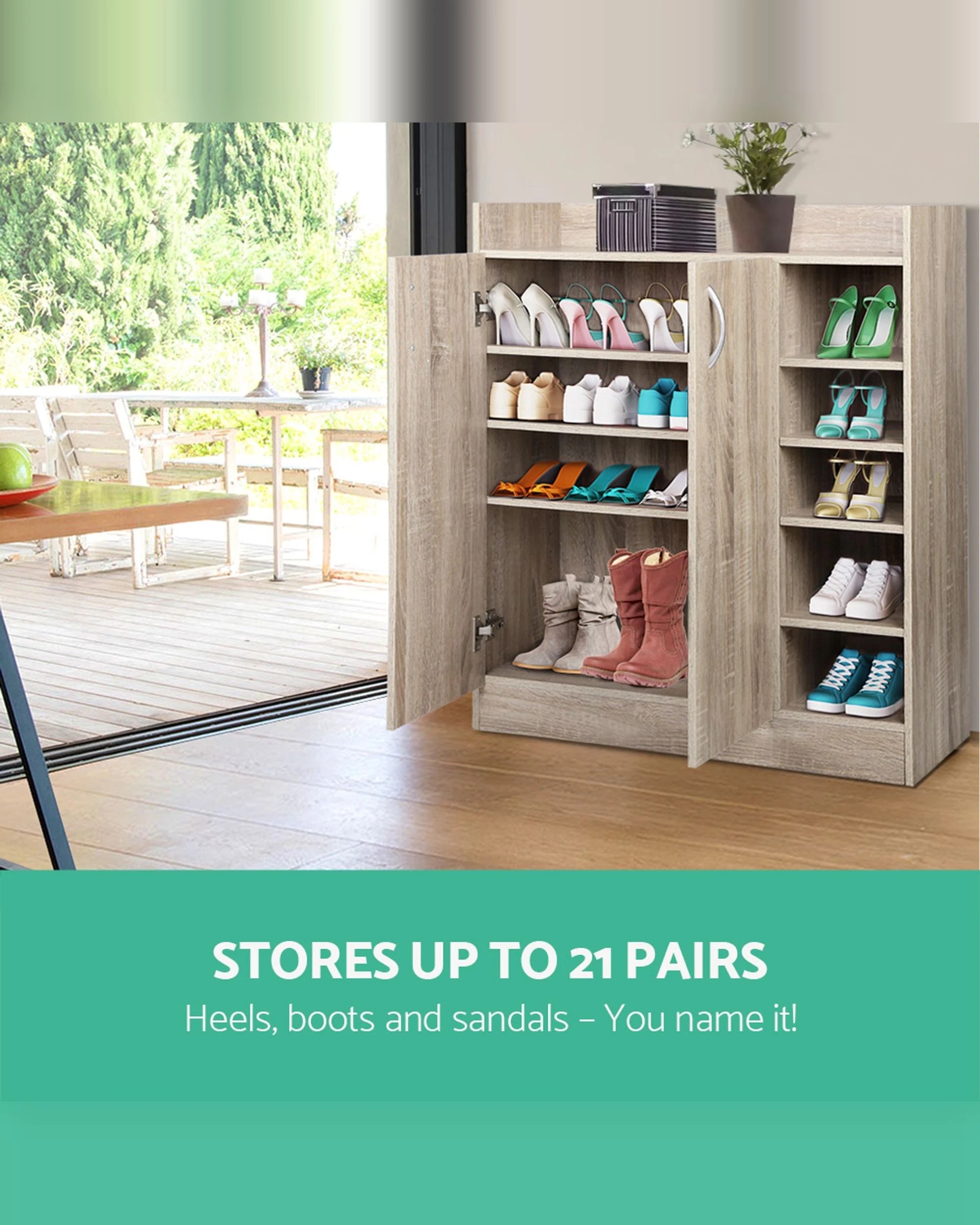 2 Artiss Shoe Rack Cabinet 21 Pairs Adjustable Shelves
 - Brown, 2 of 3