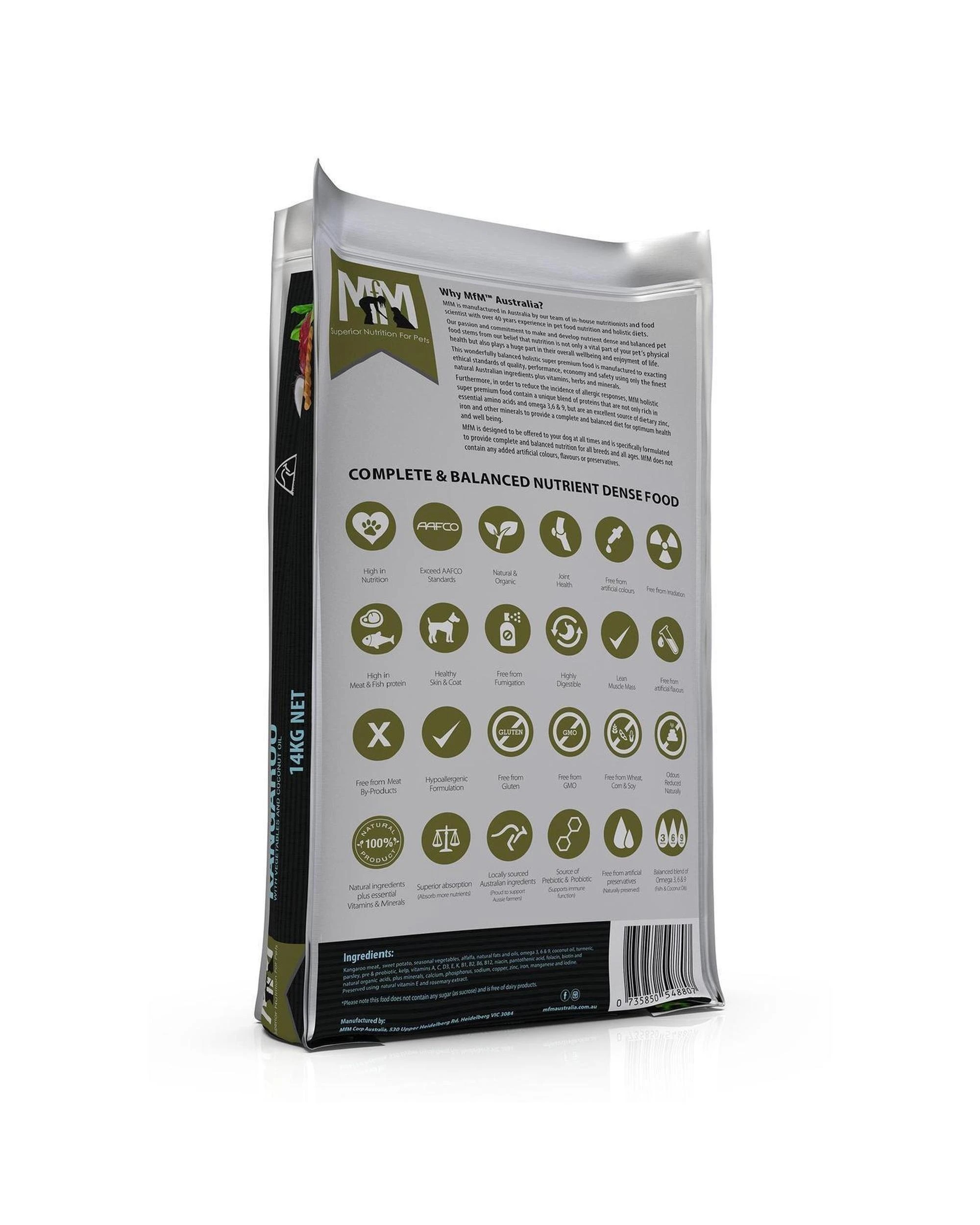 2 MFM Adult Single Meat Protein Dry Dog Food Kangaroo w/ Vegetables 14kg, 2 of 2