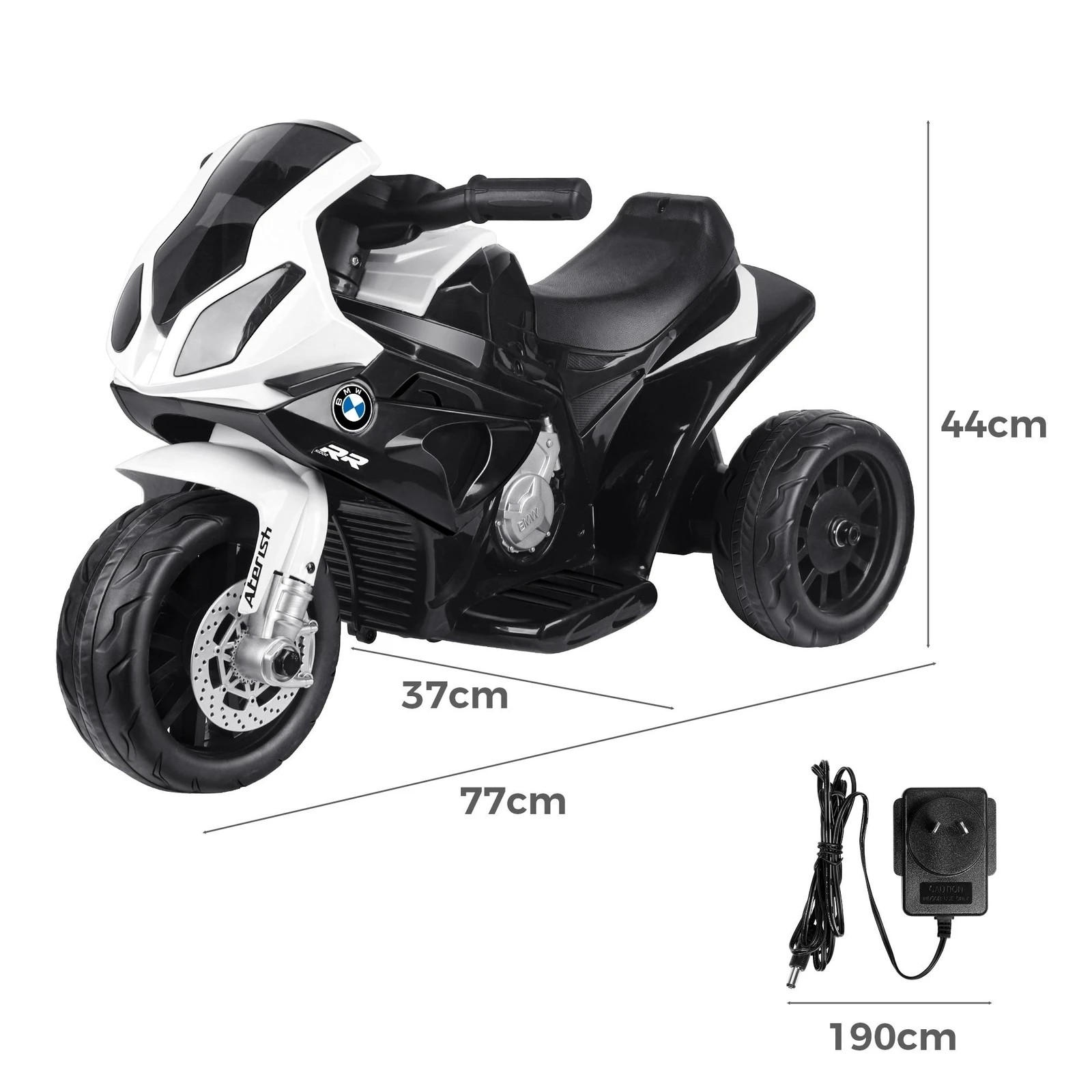 8 BMW Kids Ride On Car Motorbike S1000RR Licensed Electric Toys Police Bike - White Black, 8 of 8
