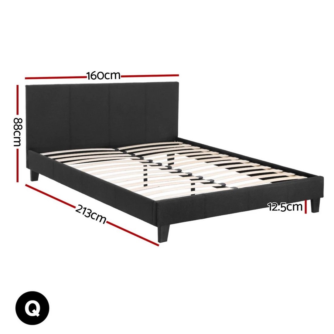 1 Artiss Bed Frame Queen Size Charcoal NEO - Charcoal, 1 of 5