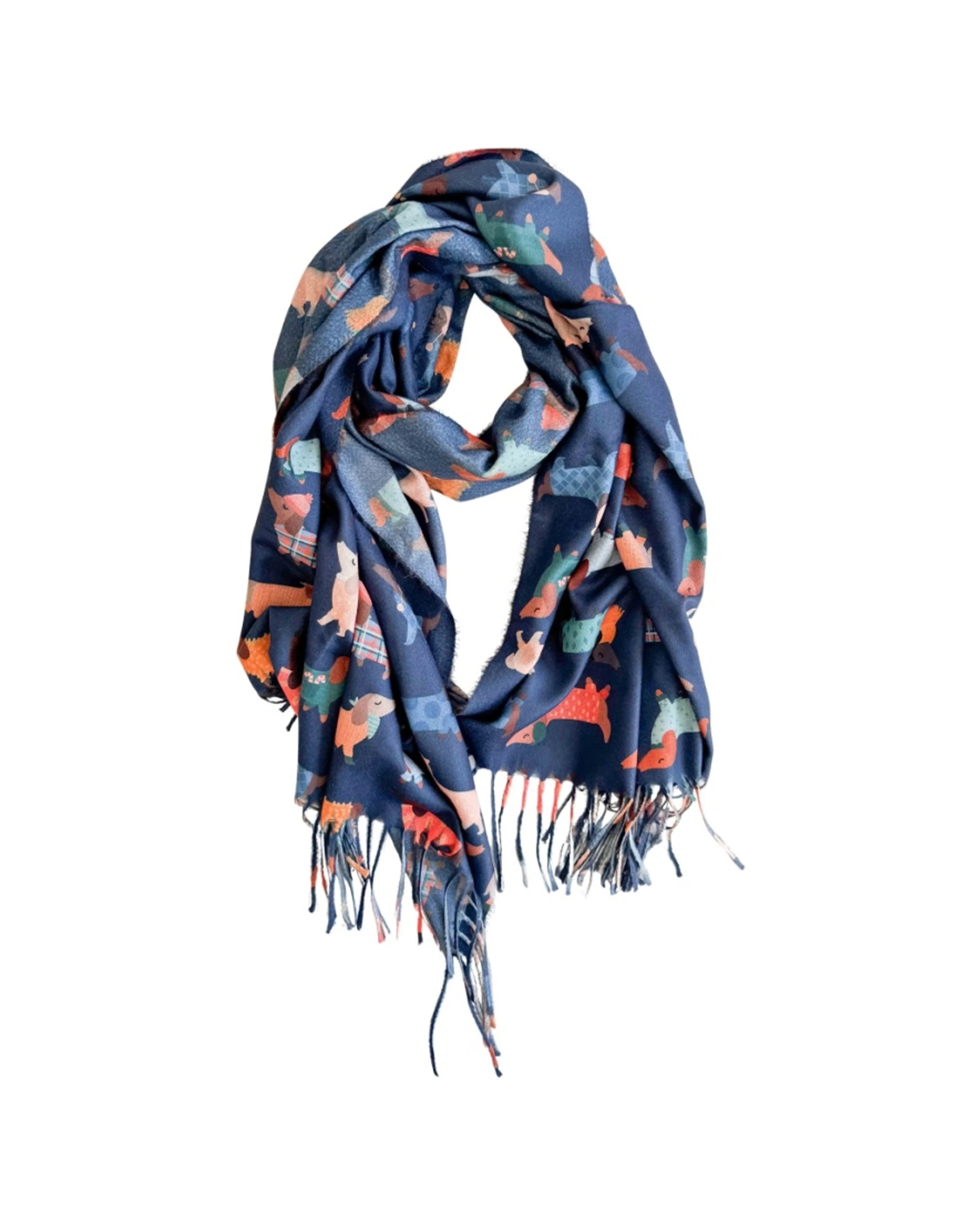 1 Urban Products Dashy Dog Scarf Soft Lightweight Colourful Design 180cm - Blue, 1 of 2