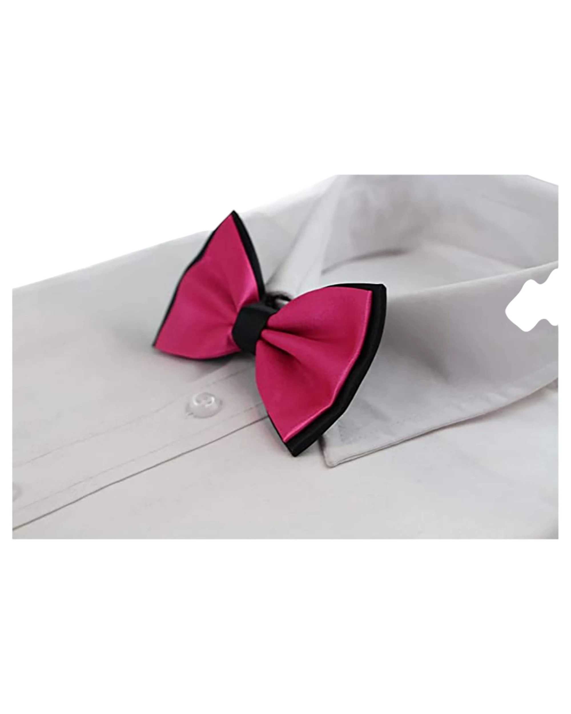 1 Zasel Mens Hot Pink Two Tone Layered Bow Tie, 1 of 2