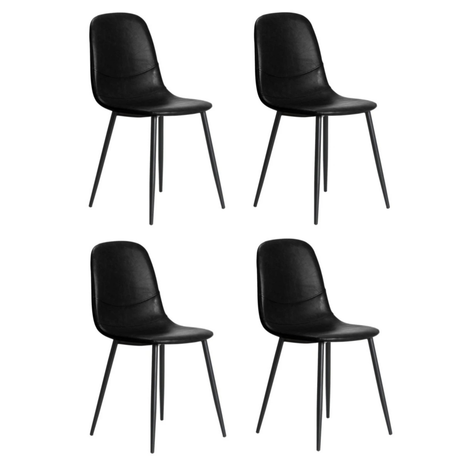 2 Oikiture 4x Dining Chairs Kitchen Accent Chair Lounge Furniture PU Leather - Black, 2 of 9