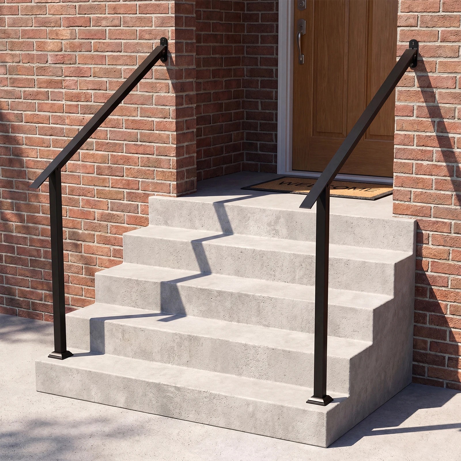 4 Costway 4 Step Galvanized Steel Handrails w/Installation Kit Wall Mount Stair Handrail, 4 of 5