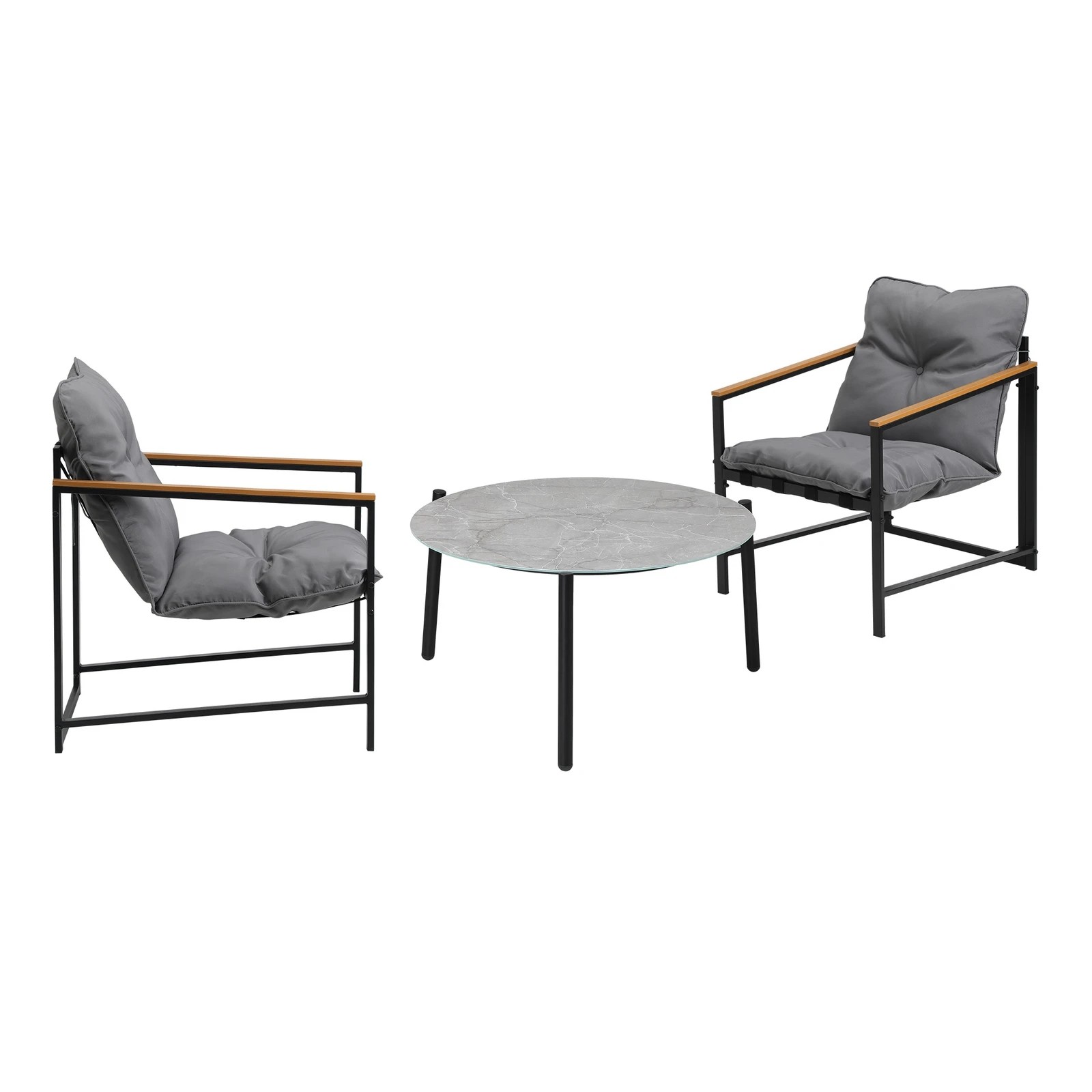 5 Livsip 3pc Outdoor Patio Furniture Set Bistro Set 70cm Round Marble Table
 - Multi, 5 of 10