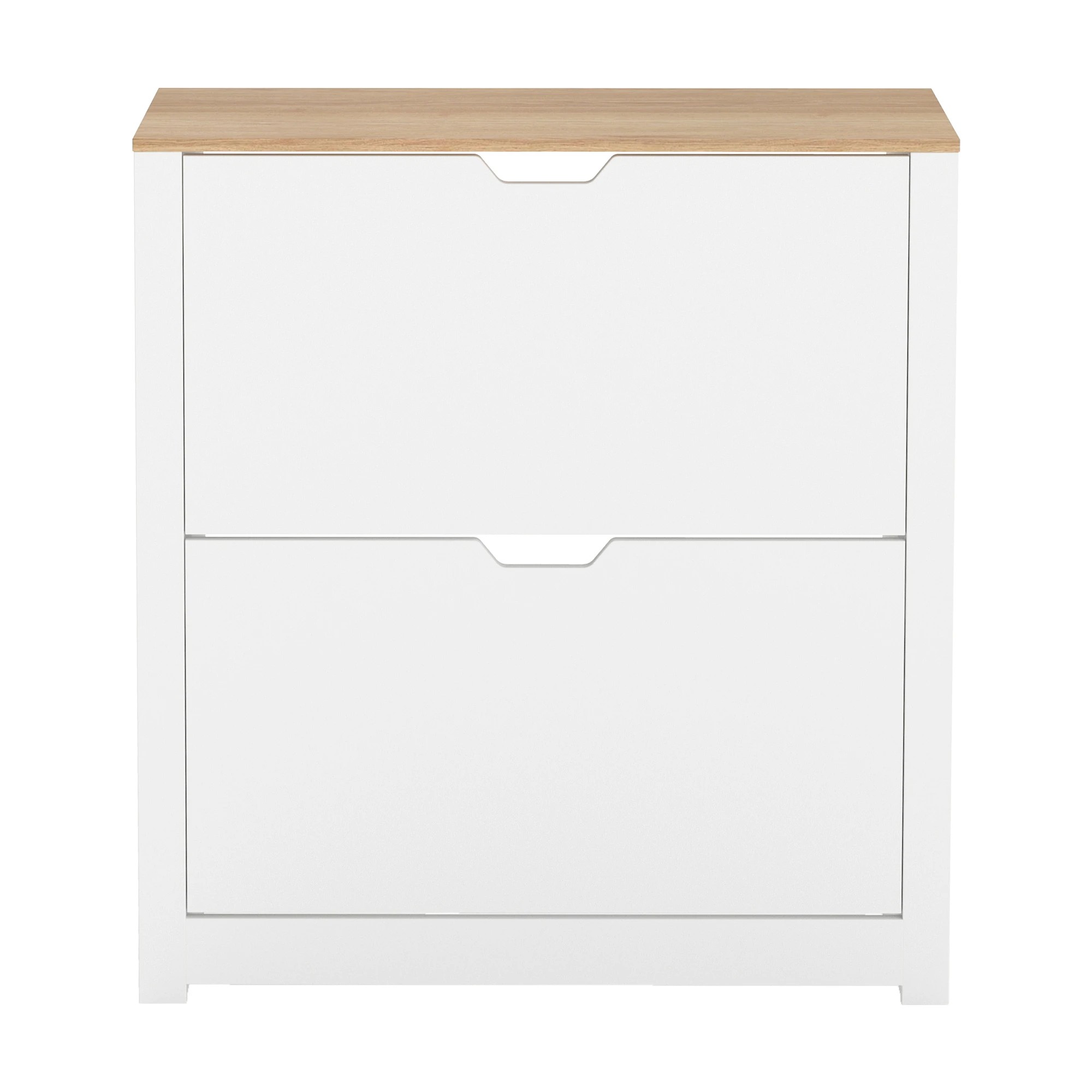 2 Levede Narrow Shoe Cabinet 2 Flip Drawers - White, 2 of 9