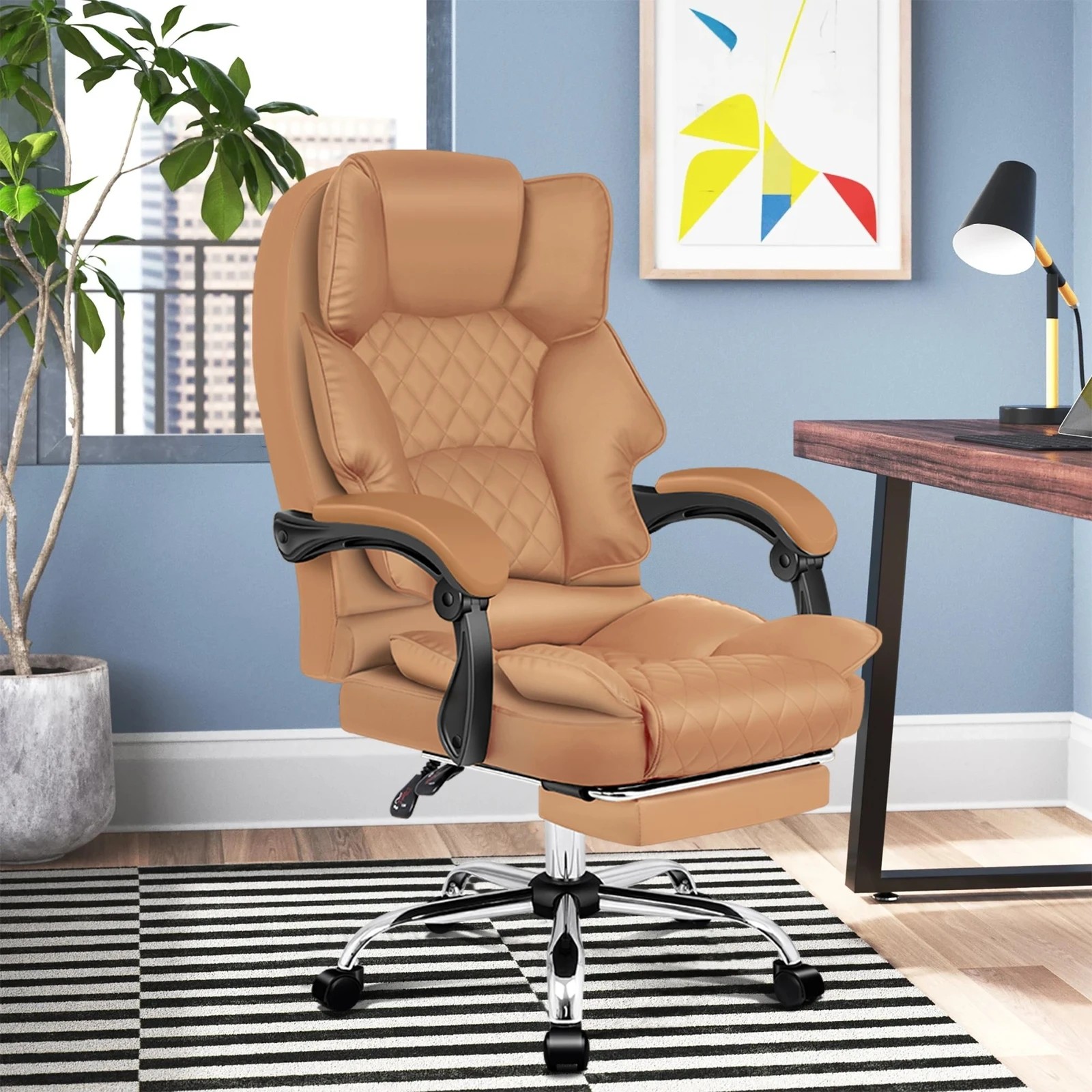 10 Alfordson Office Chair Gaming Executive Computer Racer PU Leather Seat Recliner - Brown, 10 of 10