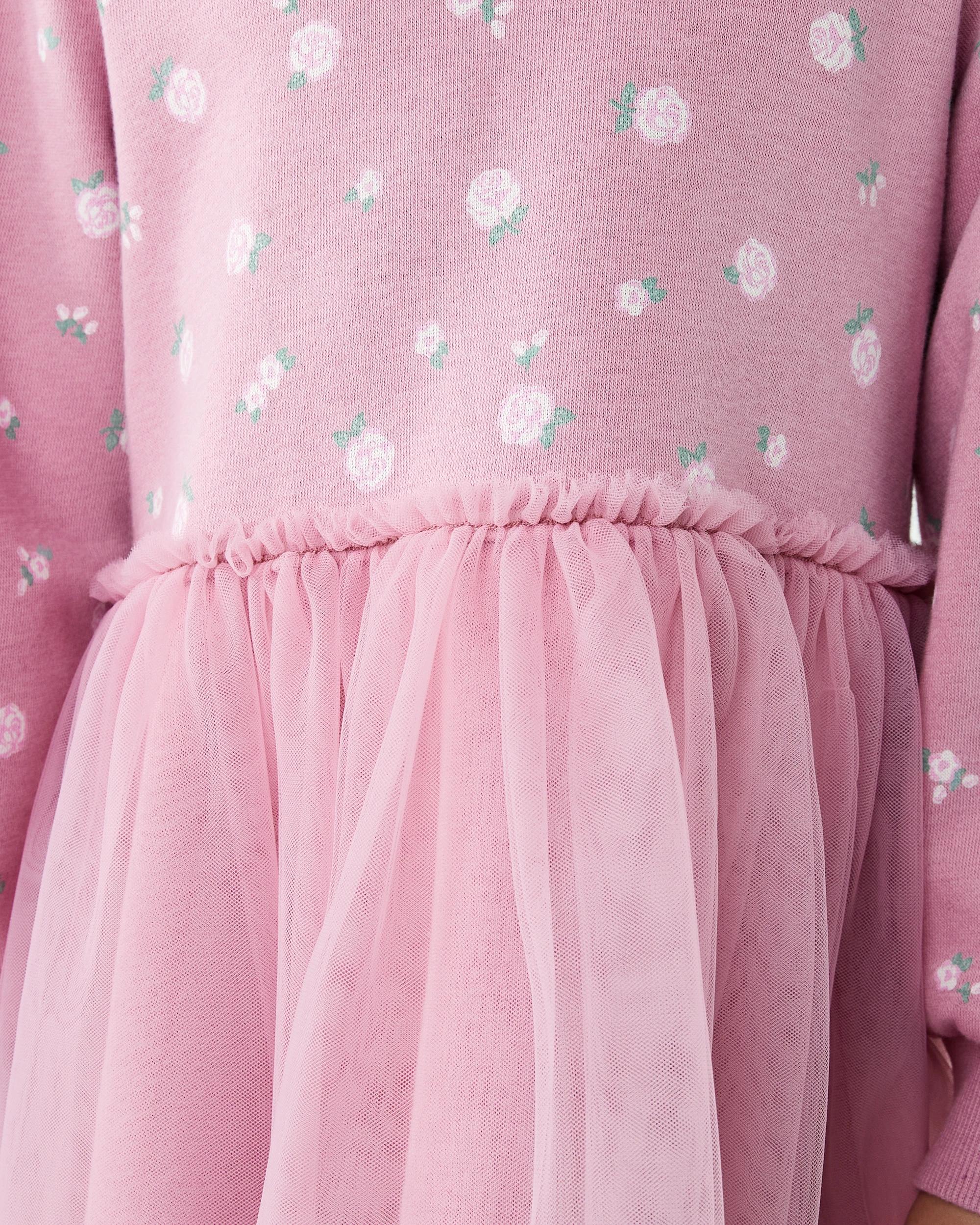 5 Long Sleeve Fleece Tutu Dress Pink Rose, 5 of 8