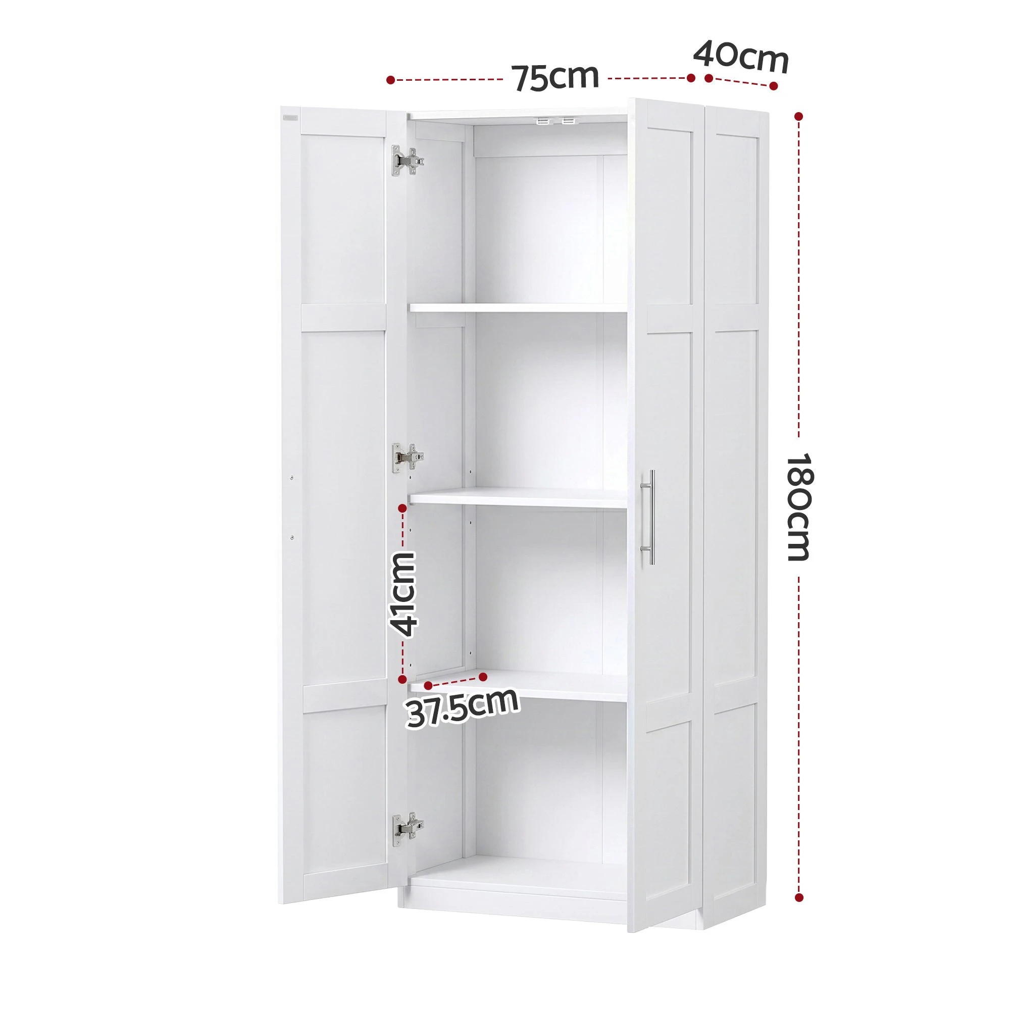 3 Artiss 2x Buffet Unit Cabinet Sideboard Pantry 180cm - White, 3 of 8