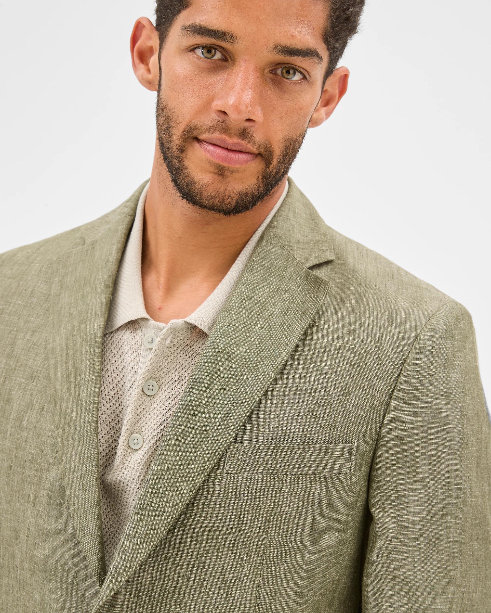 5 Tailored Fit European Linen Blazer - Preview KHAKI, 5 of 6