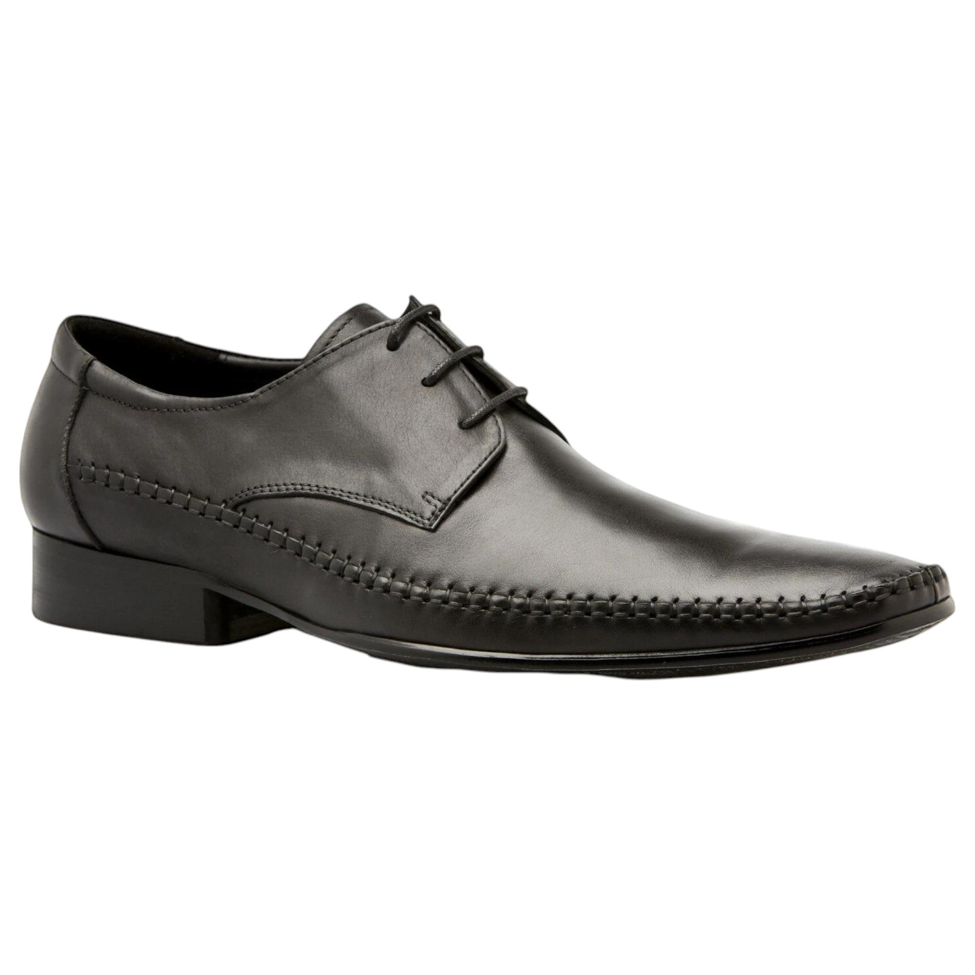 1 Zasel Mens Niko Dress Leather Lace Up Ups Formal Work Formal Shoes BLACK, 1 of 3