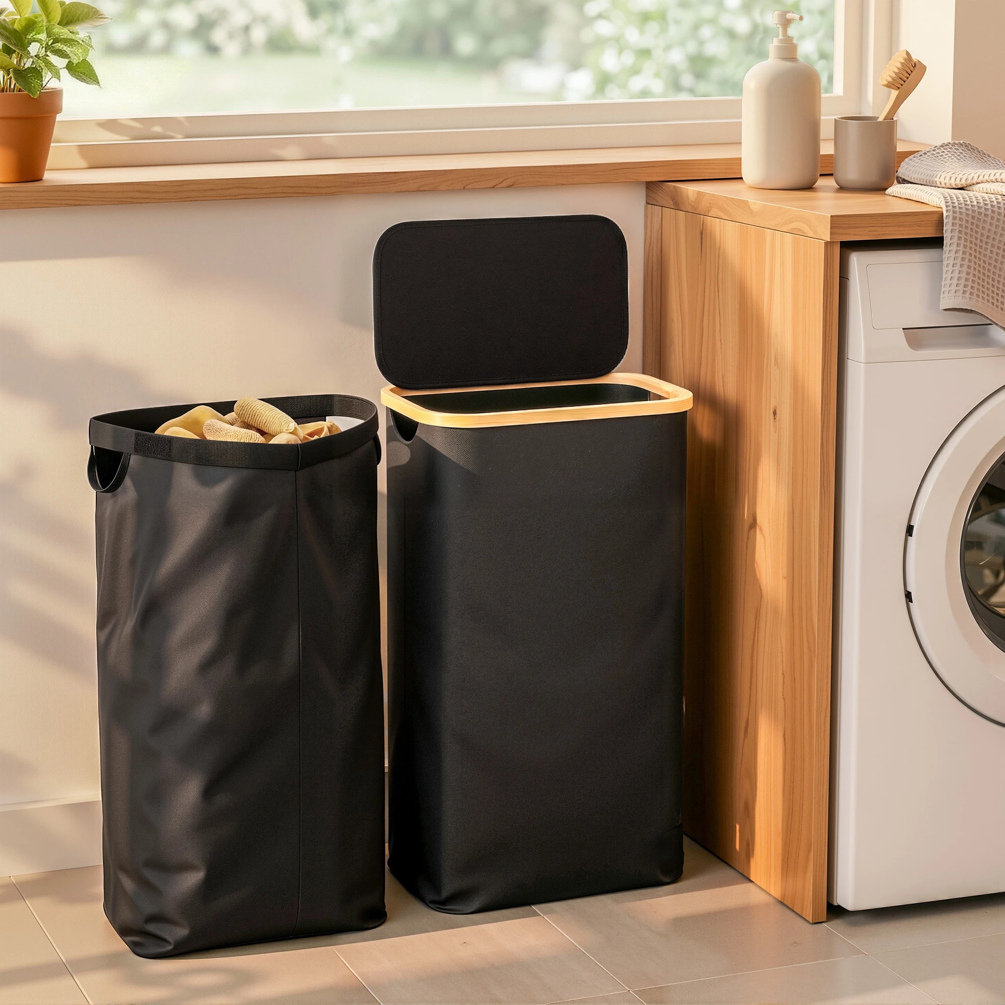 9 Artiss Laundry Basket with Removable Bag Foldable Clothes Hamper - Black, 9 of 9