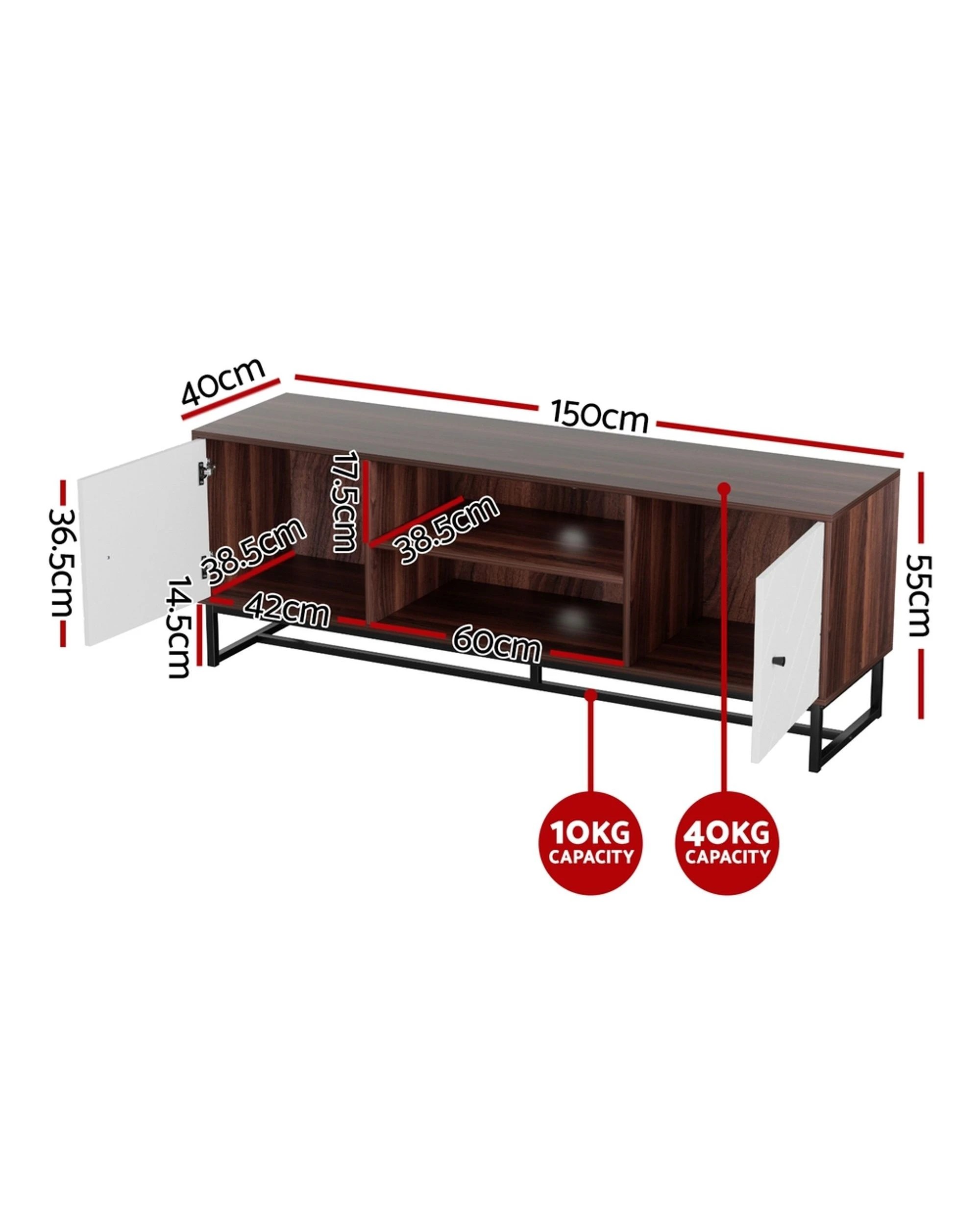 2 Artiss Tv Unit 150cm Storage Shelves
 - White, 2 of 3