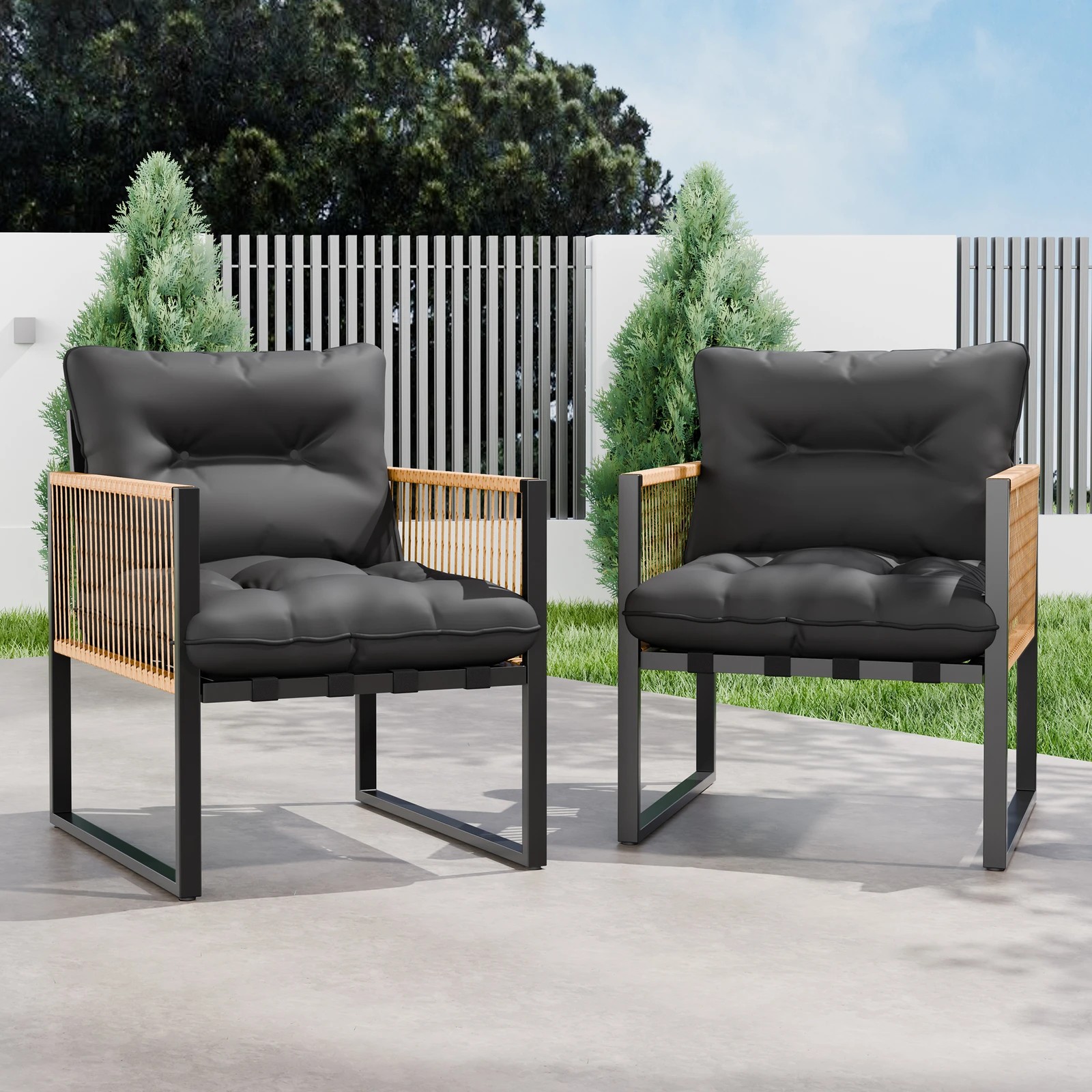 9 Alfordson Outdoor Furniture 2x Lounge Chairs Patio Garden Armchair Rattan Chair - Grey, 9 of 9