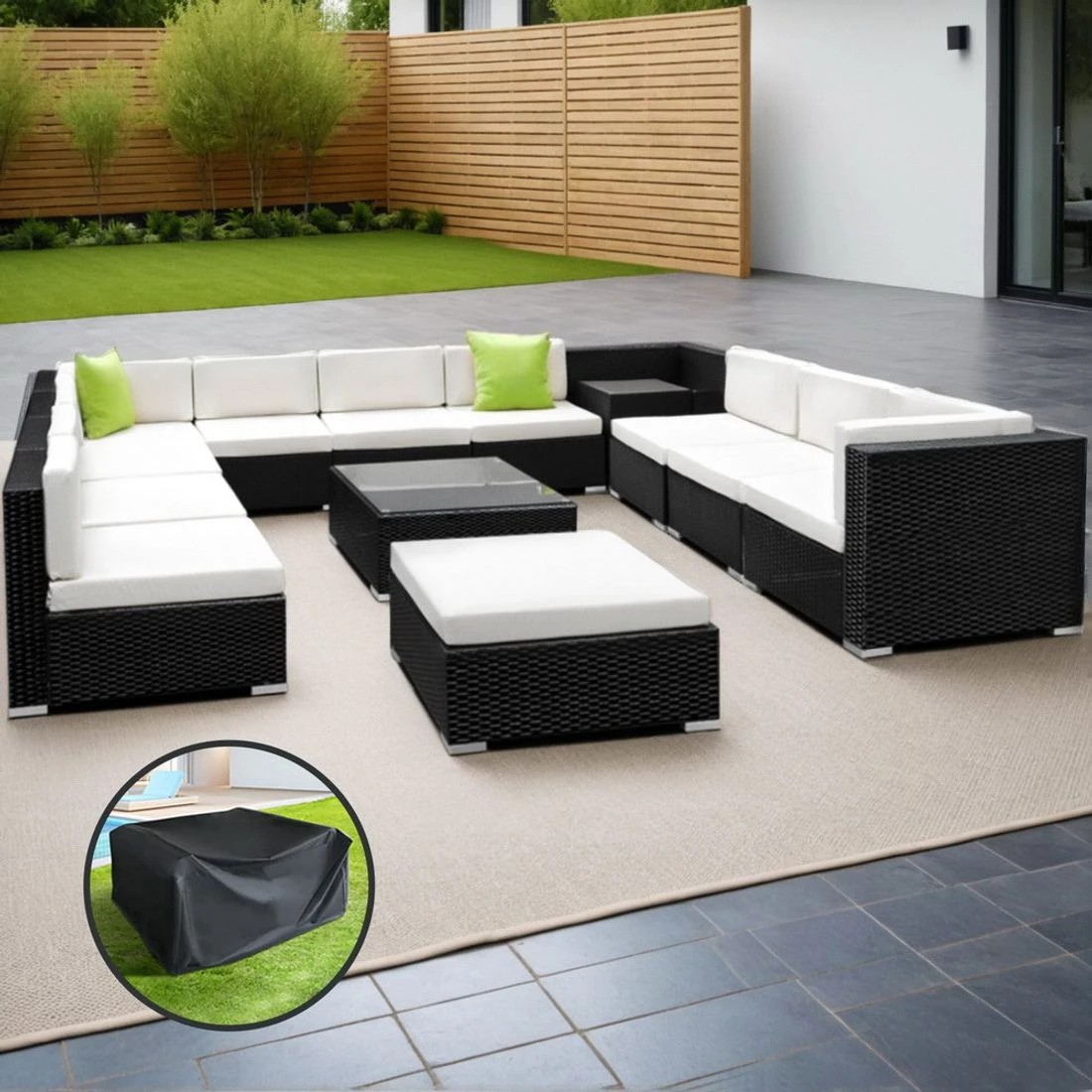 3 Gardeon 13-Piece Outdoor Sofa Set Wicker Couch Lounge Setting Cover - Black, 3 of 6