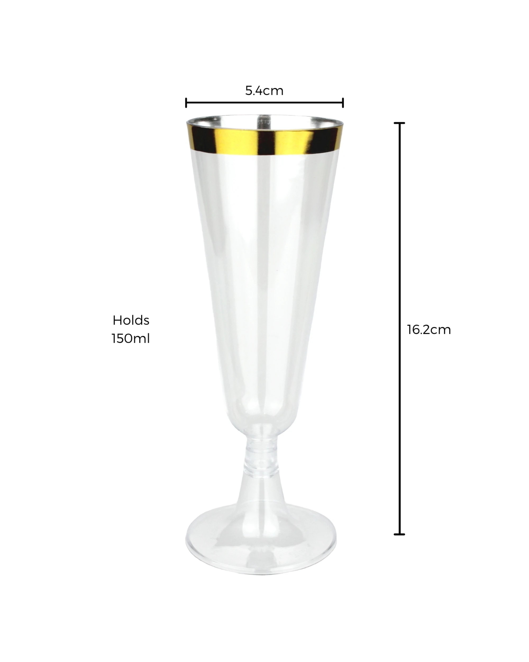 2 Partyware Gold Trim Plastic Champagne Glasses Pack of 6 - Gold, 2 of 3