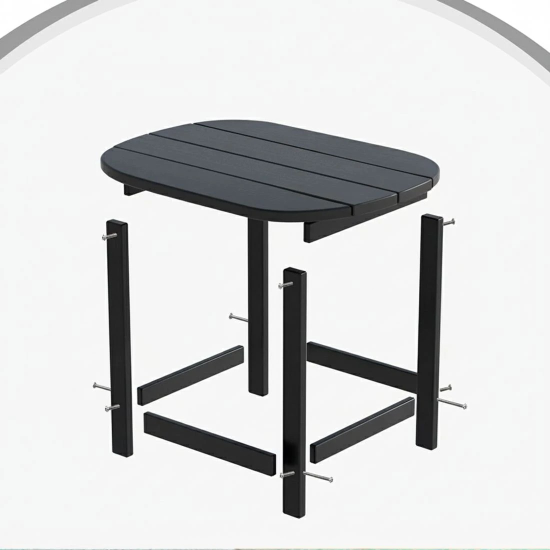 6 Gardeon Outdoor Coffee Side Table HDPE Desk Patio Furniture Camping Garden - Black, 6 of 6