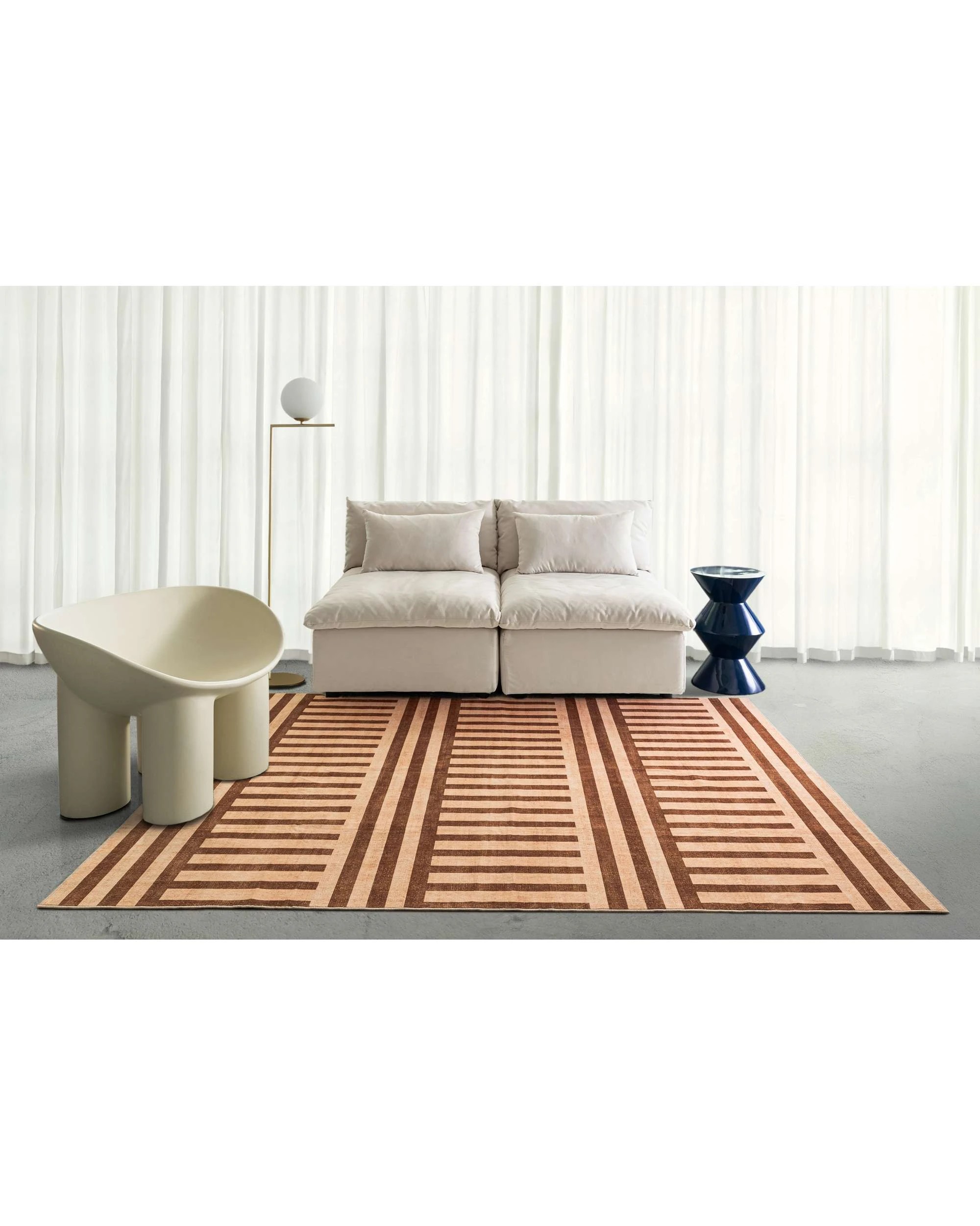 2 Loopsie Sapani Stripe Printed Washable Rug-370cm x 270cm - Brown, 2 of 8