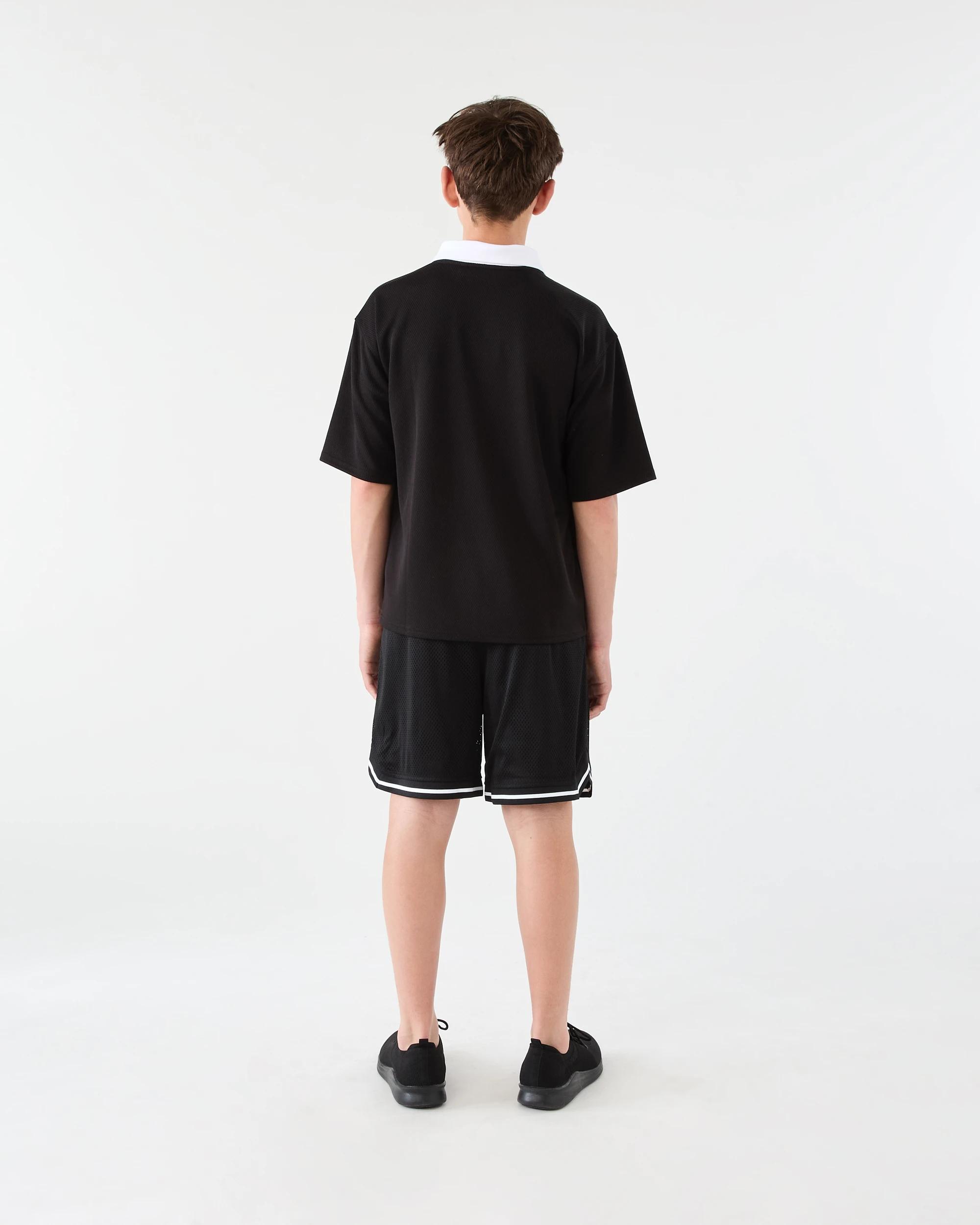 6 Short Sleeve Mesh Collar T-shirt Blk Varsit, 6 of 6