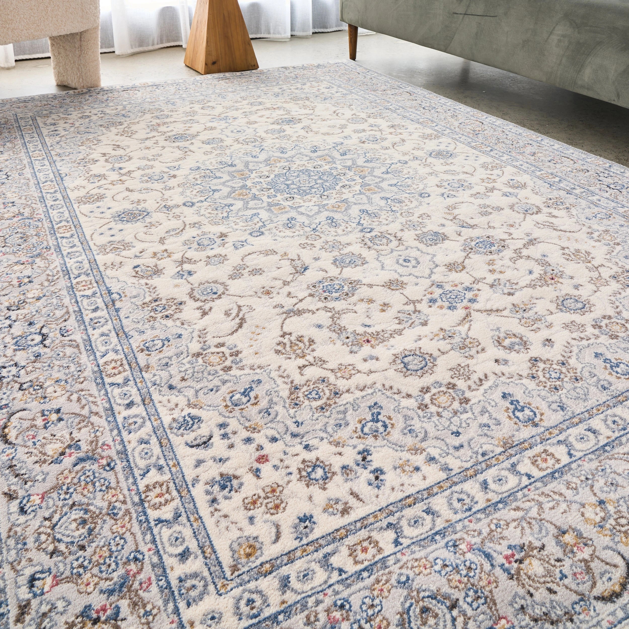 2 Common Ground Rugs Tempo Kashan 340x240cm - Extra Large NZ Wool Rug - White, 2 of 6